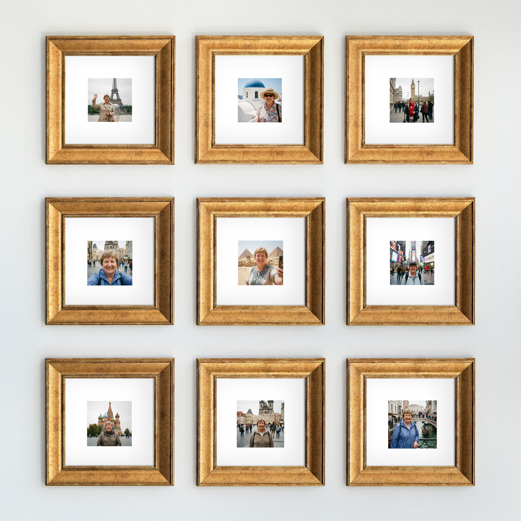Personalized Gold-Framed Photo Collage Set – Beautiful Memories Corner