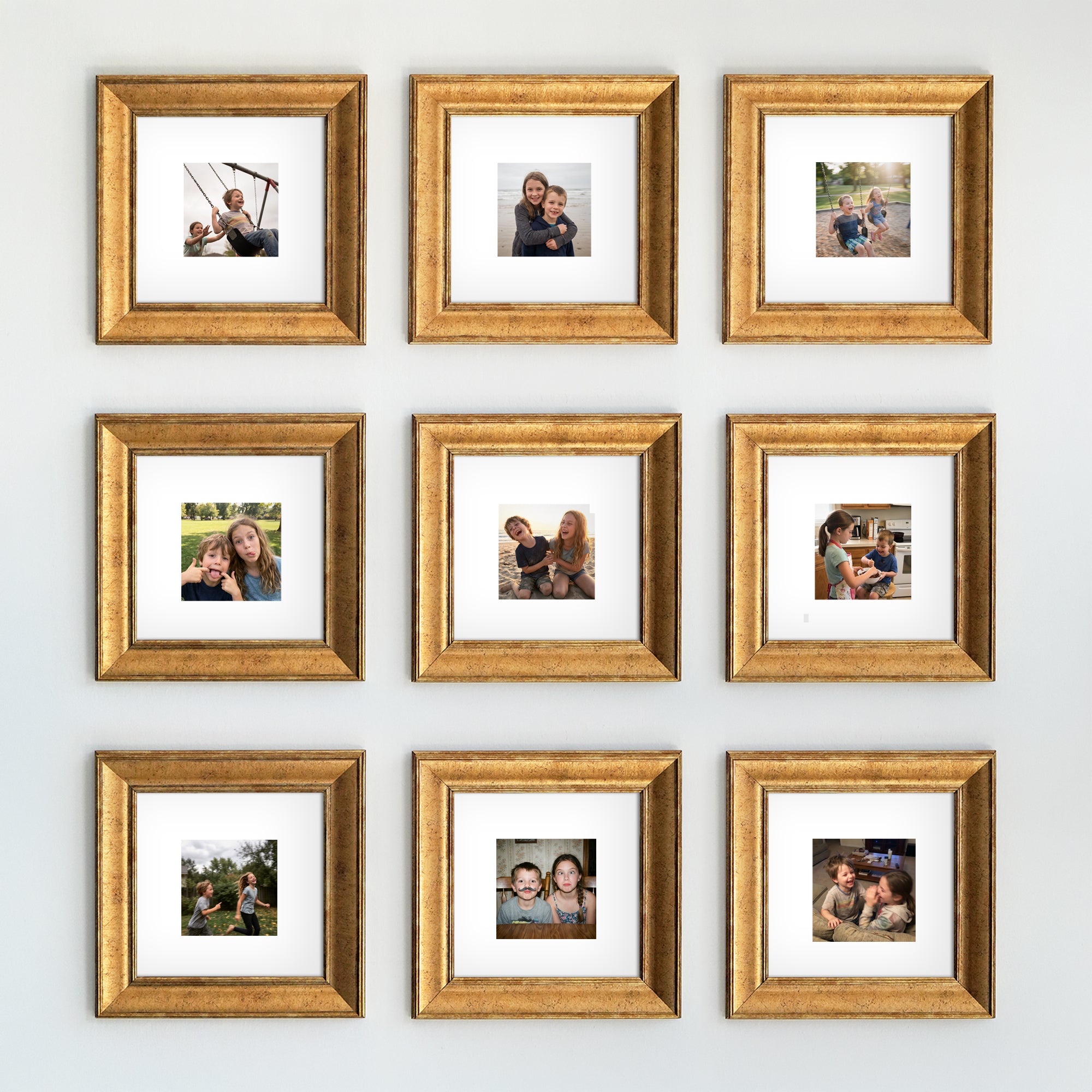 Personalized Gold-Framed Photo Collage Set – Beautiful Memories Corner