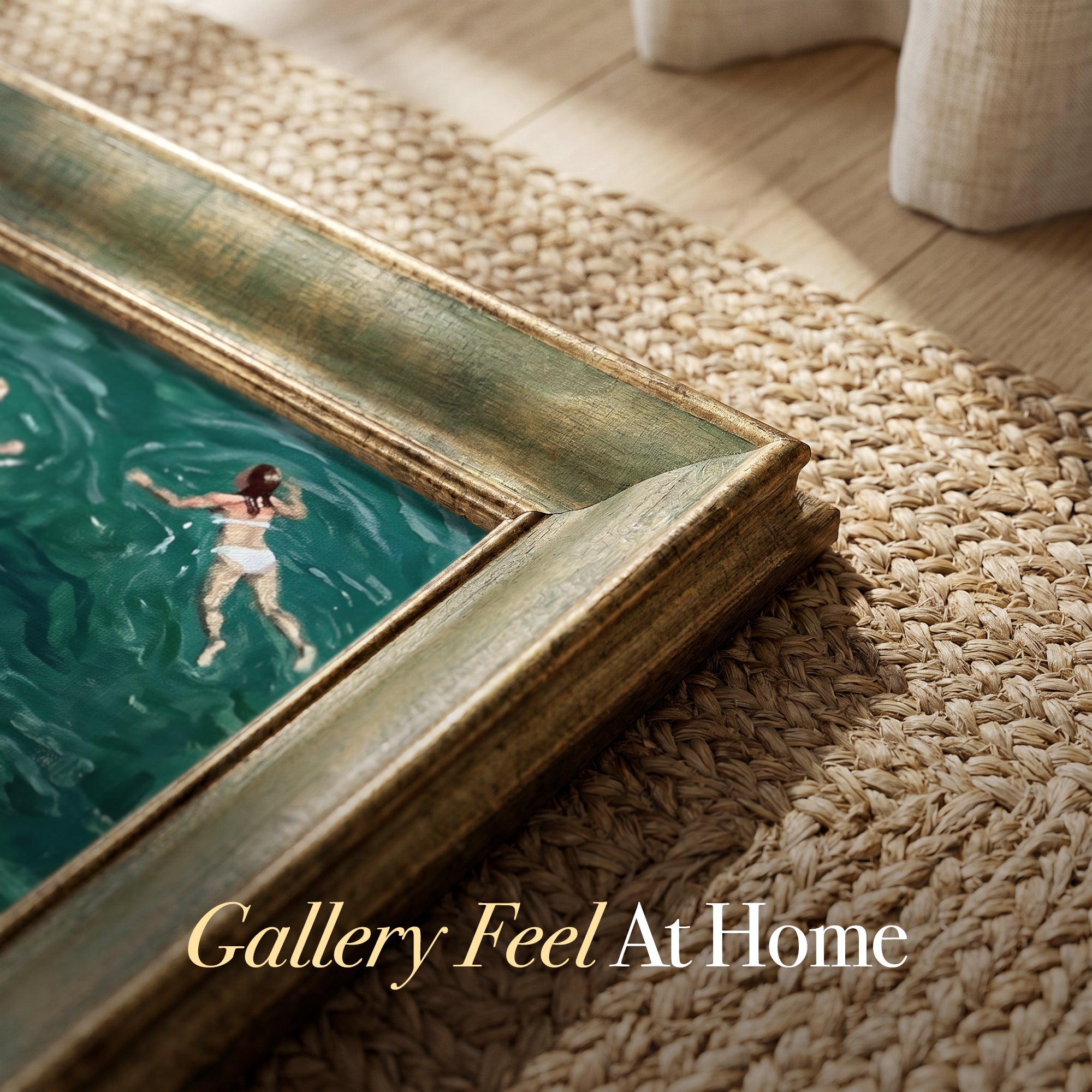 Summer Swim Canvas Wall Art – People Floating in Turquoise Water Coastal Decor