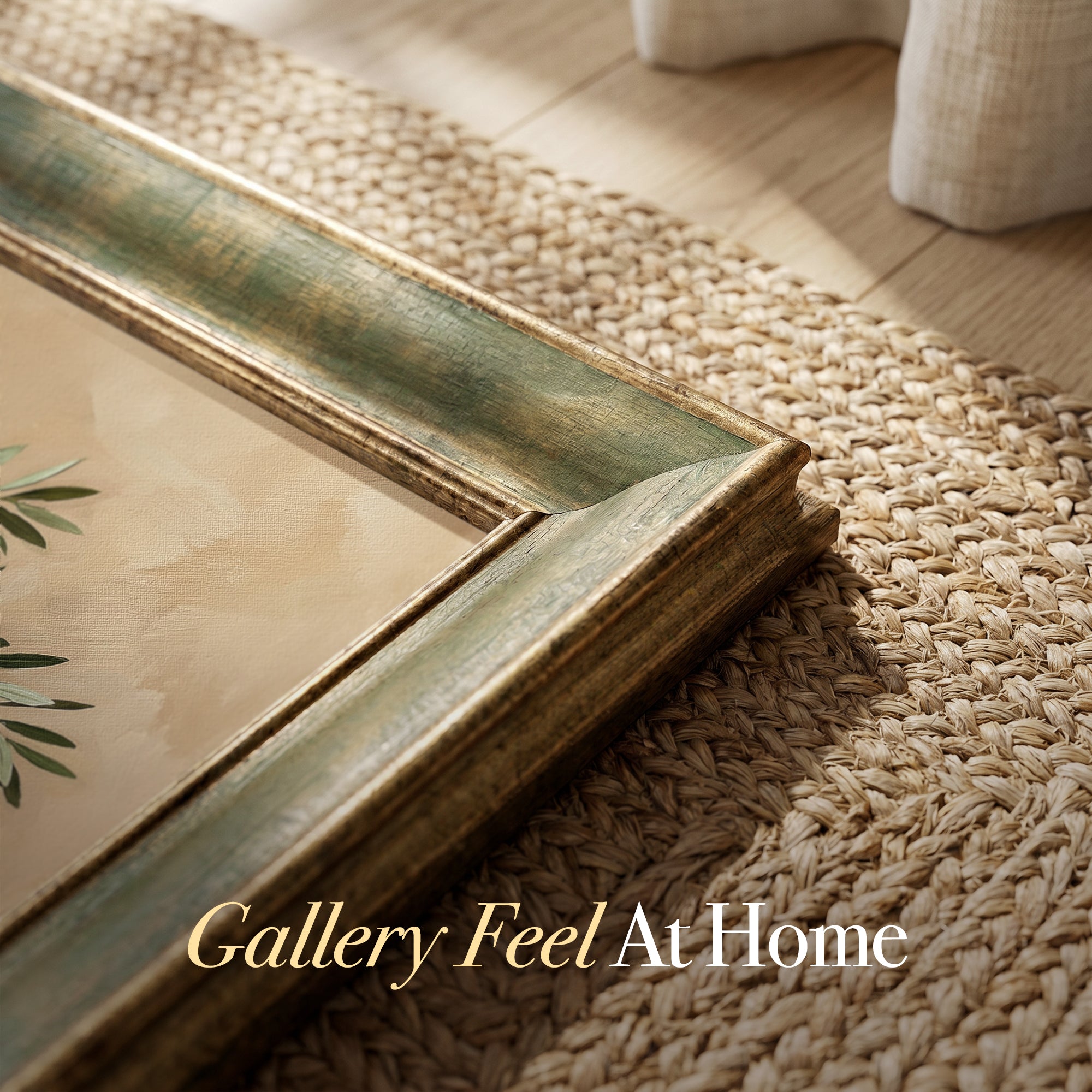 Olive Branches and Striped Vase Framed Canvas Print