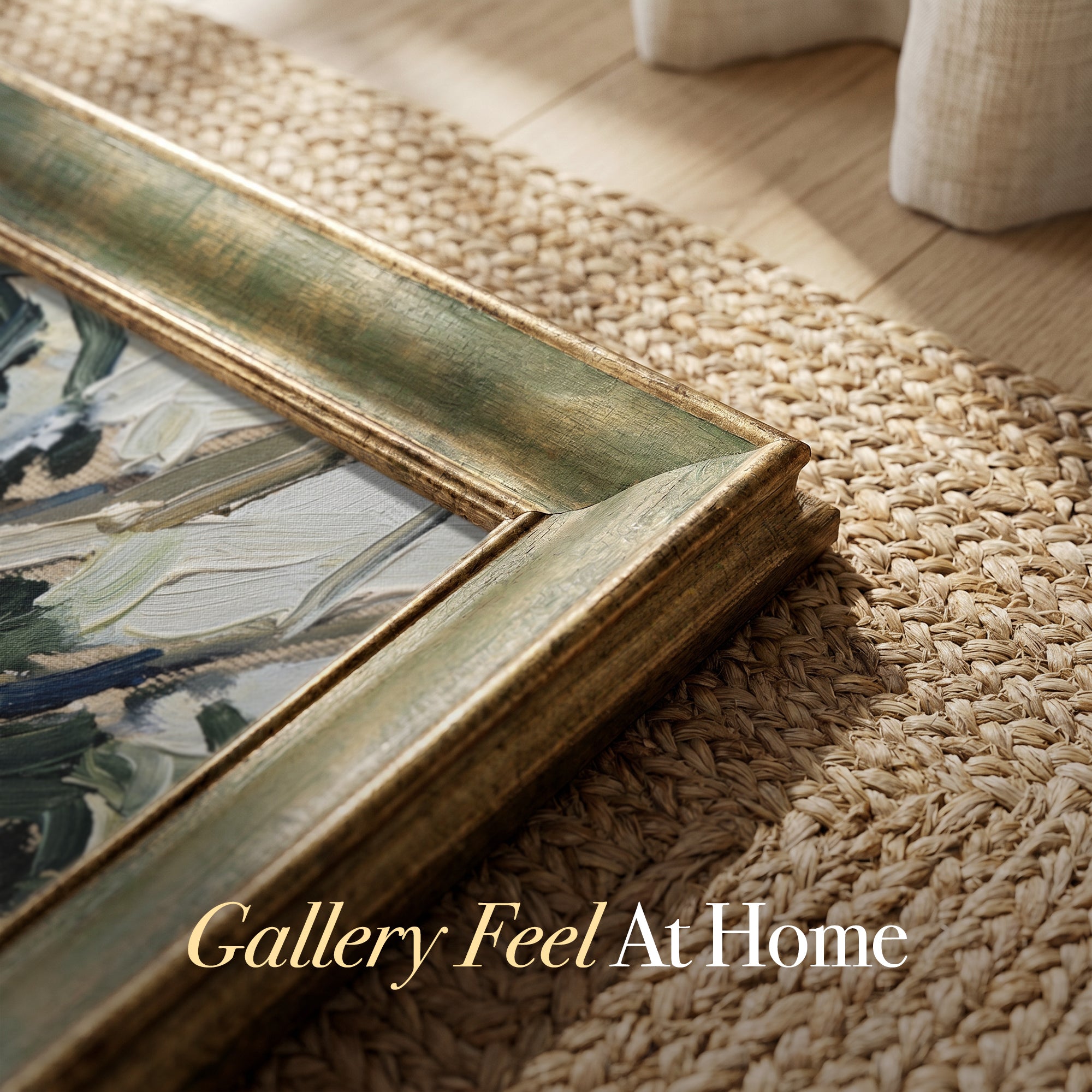 Abstract Forest Canvas Wall Art – Textured Green and Blue Botanical Painting