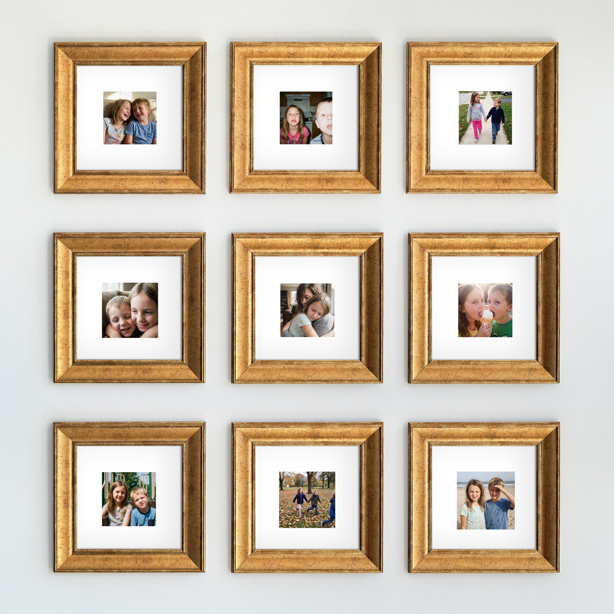 Personalized Gold-Framed Photo Collage Set – Beautiful Memories Corner
