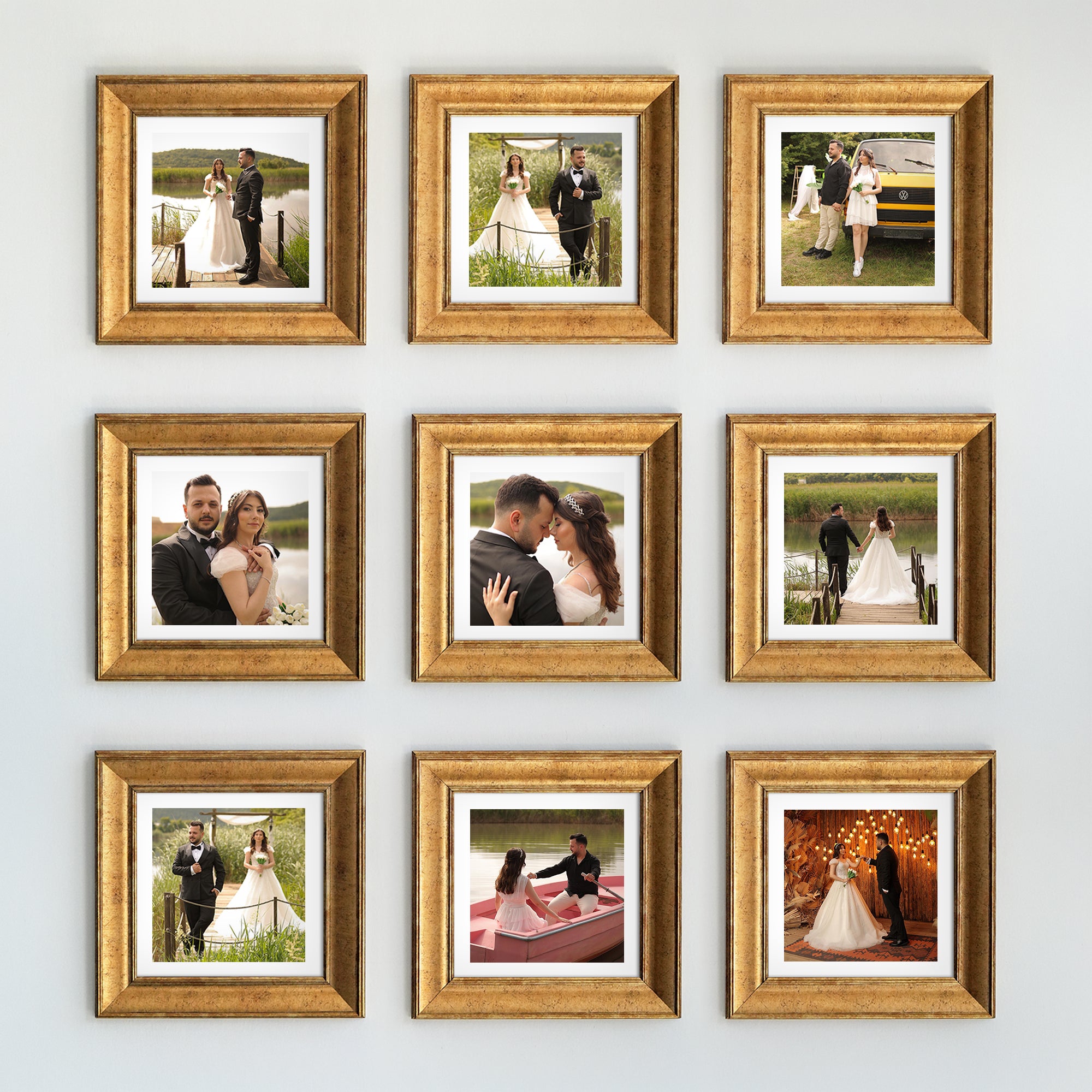 Personalized Gold-Framed Photo Collage Set – Beautiful Memories Corner
