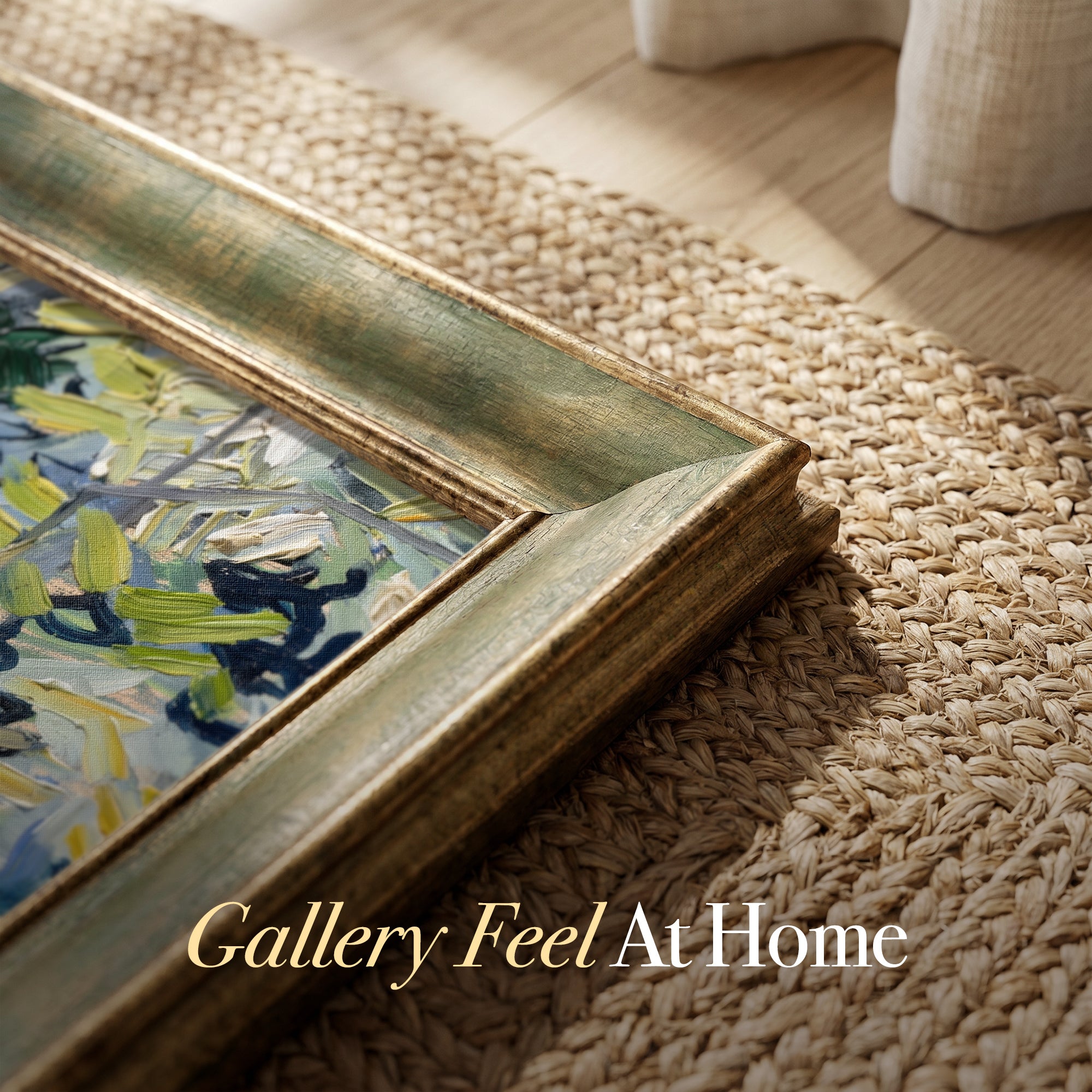 Abstract Forest Canvas Wall Art – Textured Green and Blue Botanical Painting