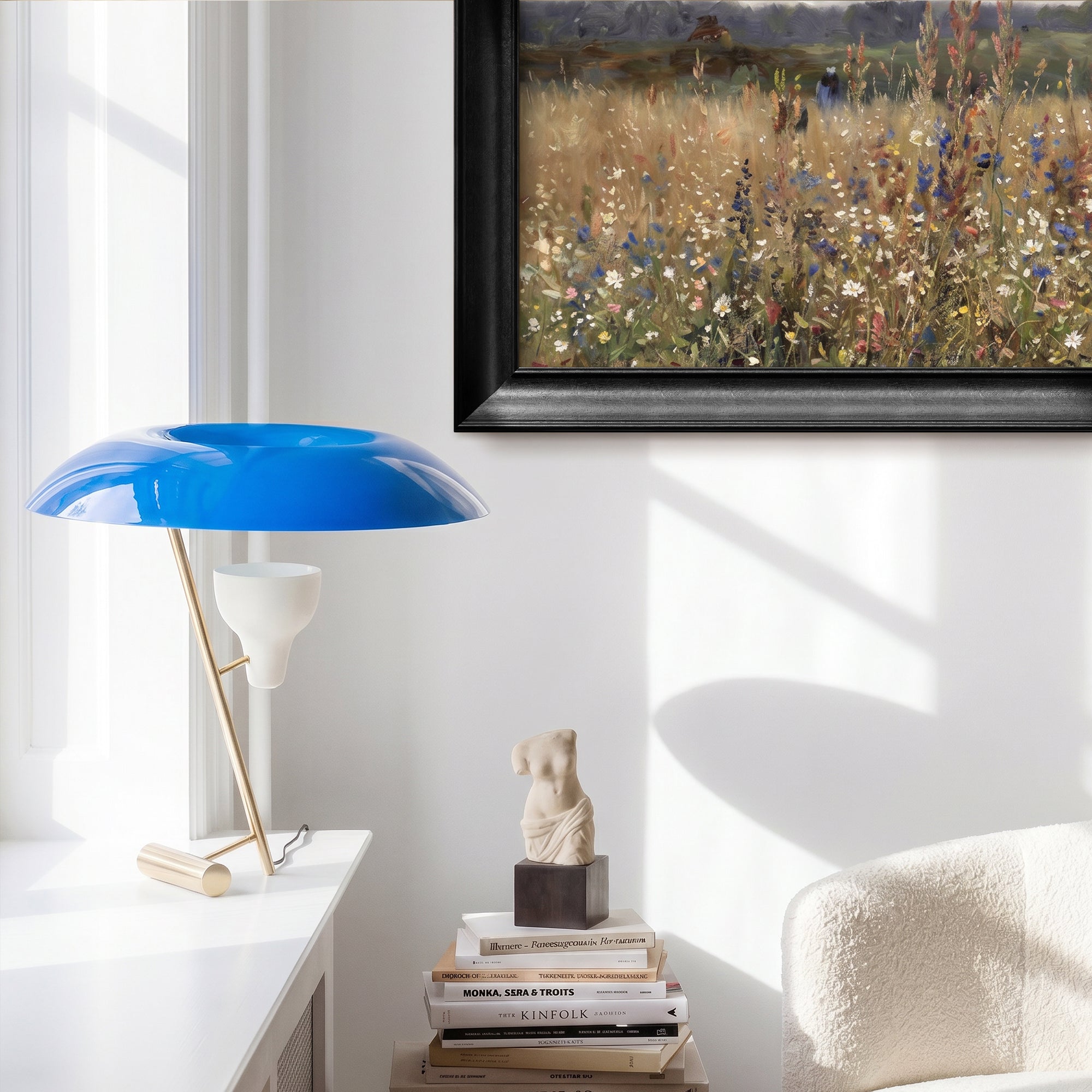 "Flowers Landscape" Floral Framed Canvas Print