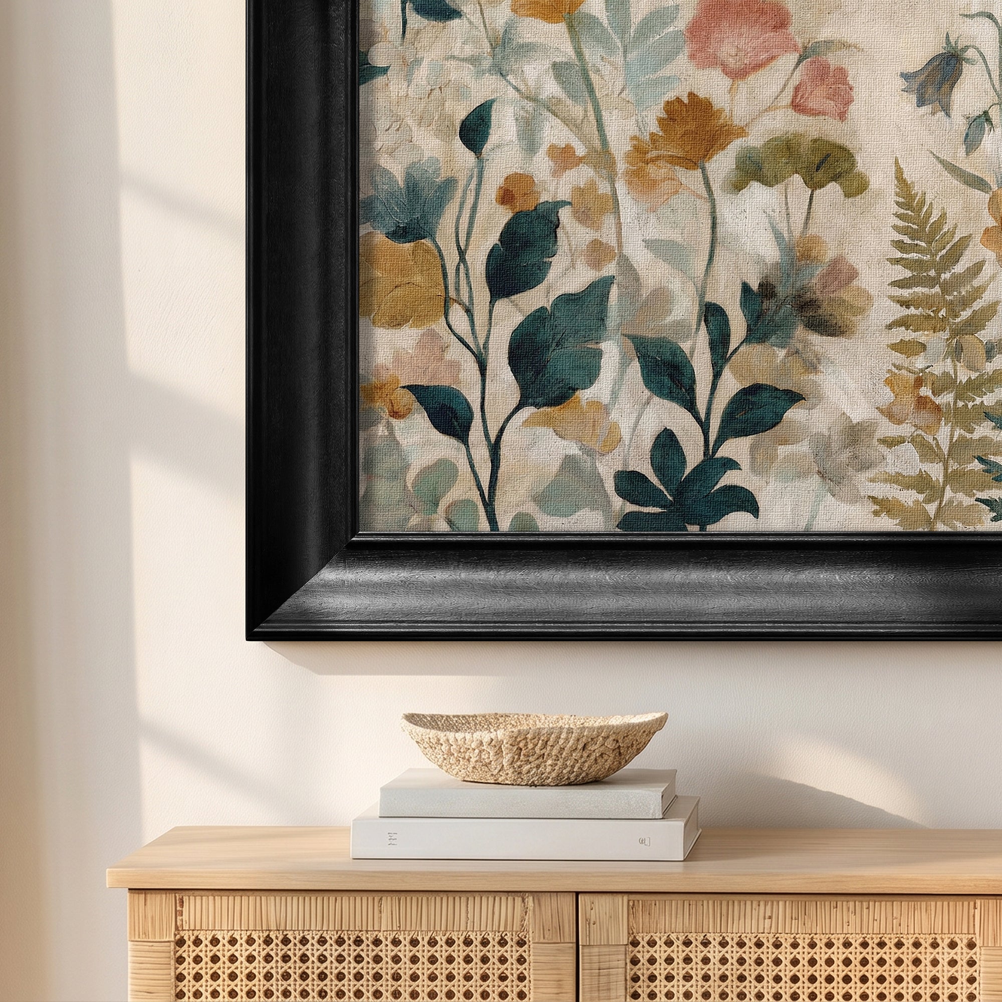 Pastel Wildflowers Framed Canvas Print