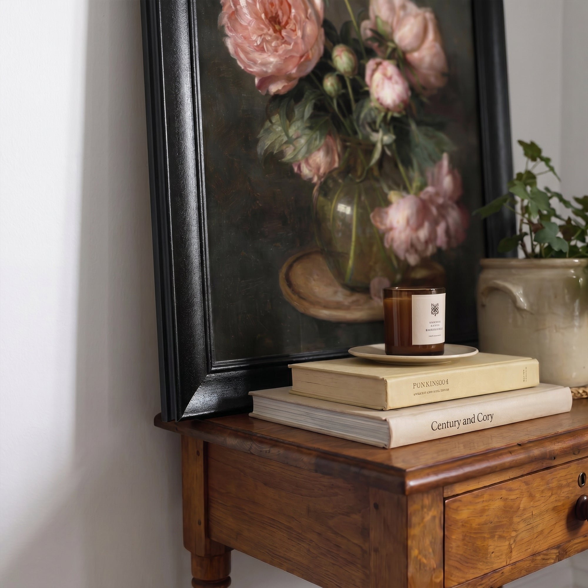 "Pinky Rose" Floral Framed Canvas Print