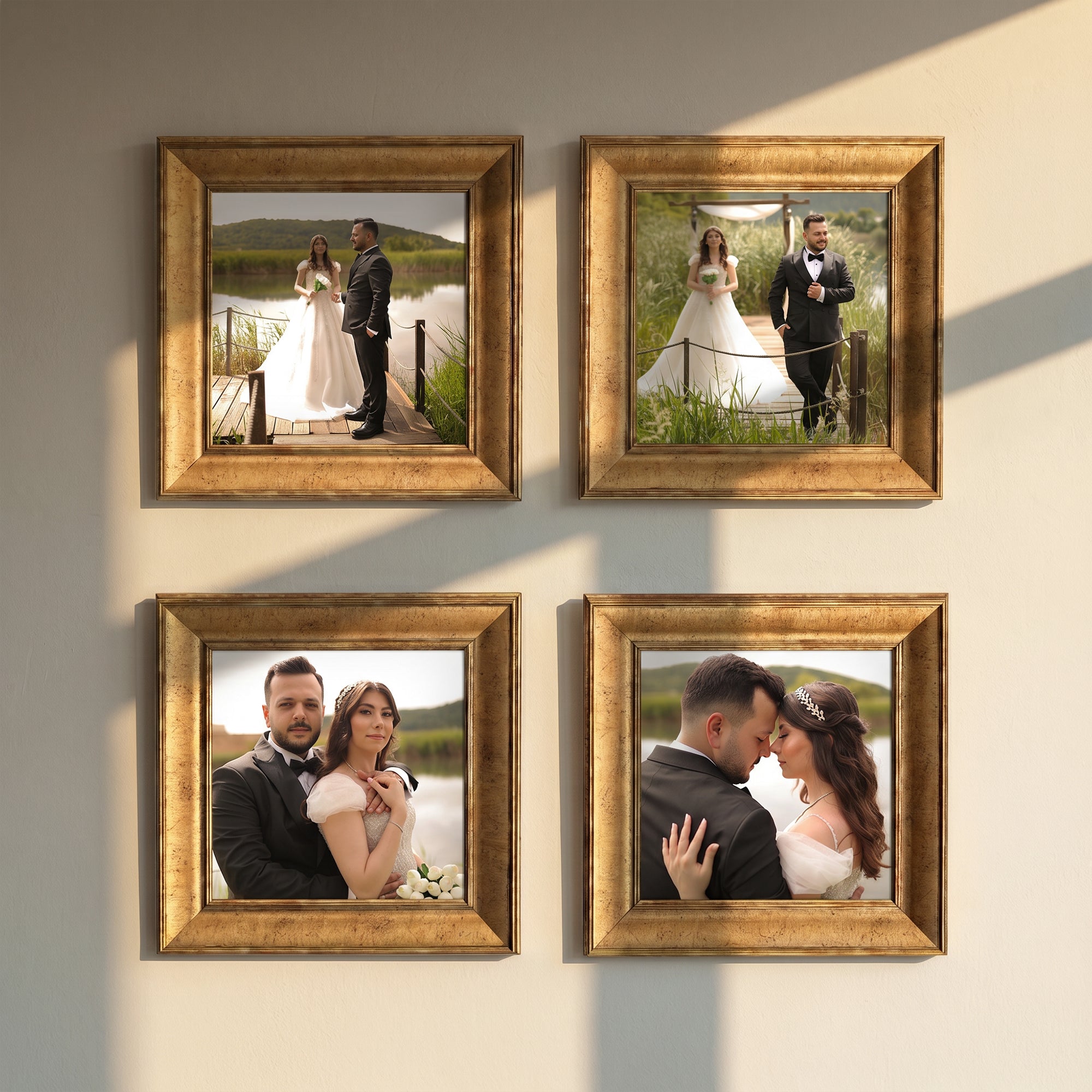 Personalized Gold-Framed Photo Collage Set – Beautiful Memories Corner