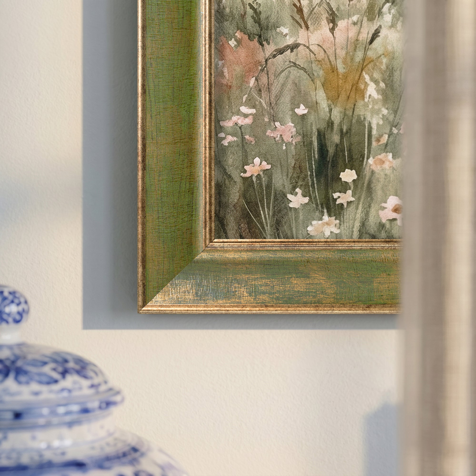 Wildflowers and Meadow Landscape Framed Canvas Print