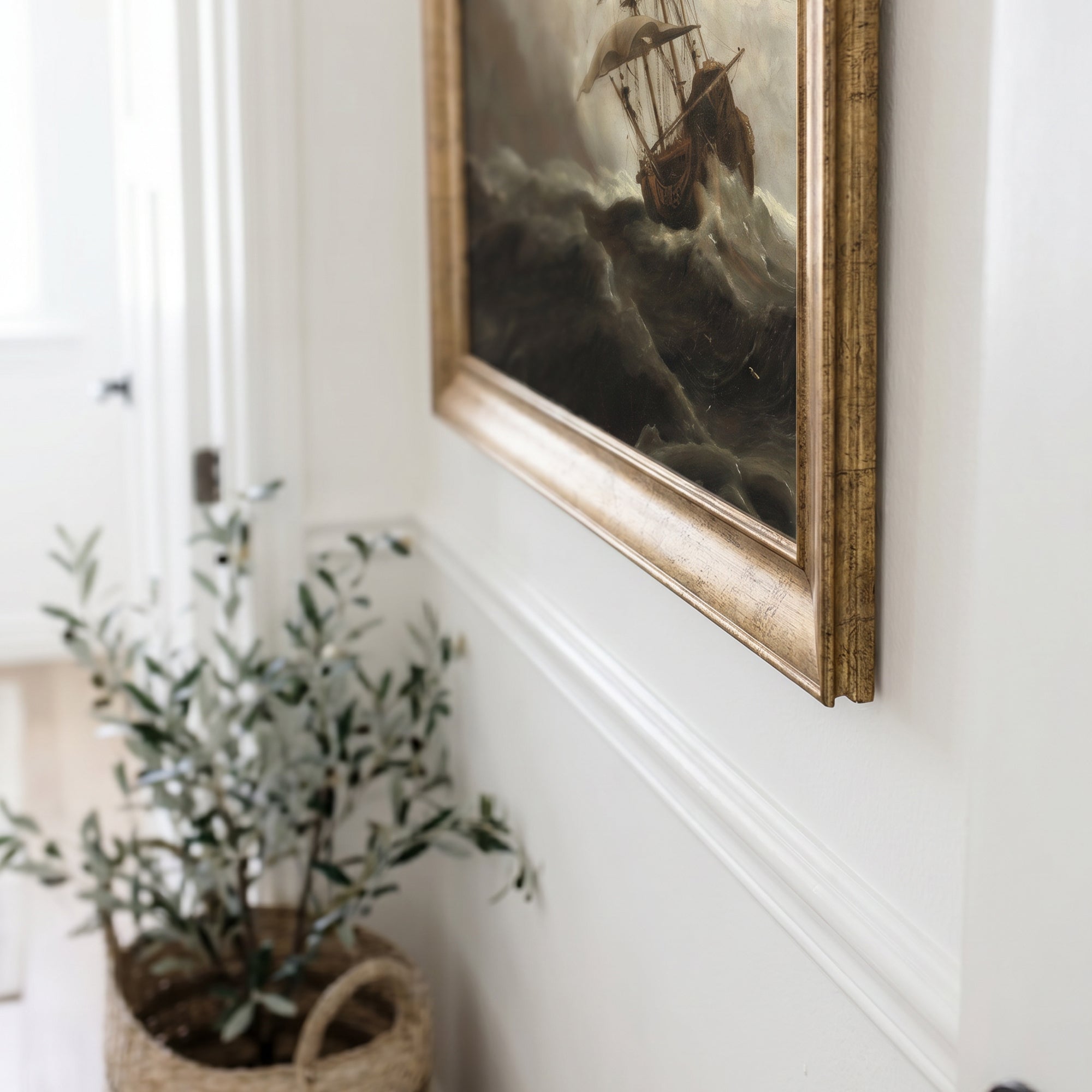 A Ship On The High Seas Framed Canvas Print