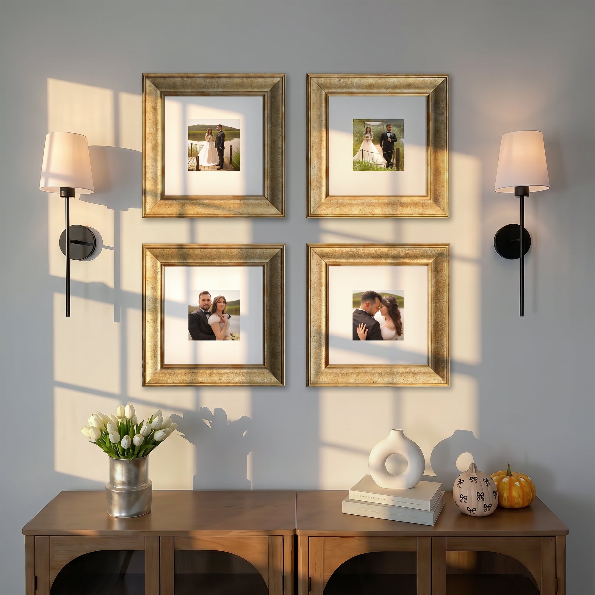 Personalized Champagne -Framed Photo Collage Set – Beautiful Memories Corner