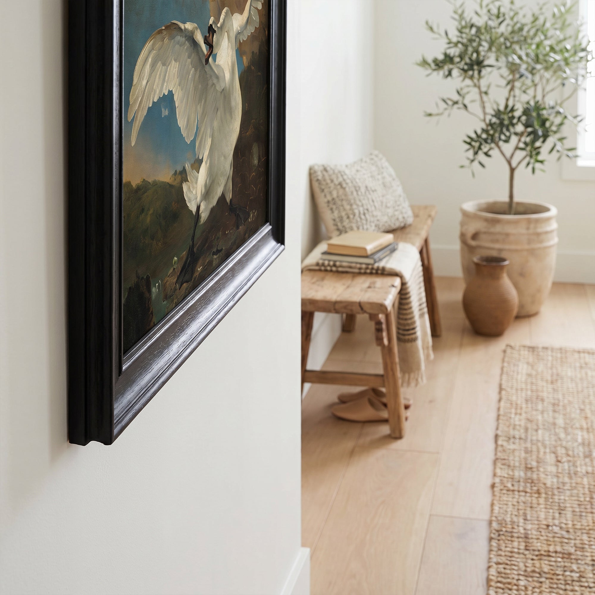 The Threatened Swan Framed Canvas Print