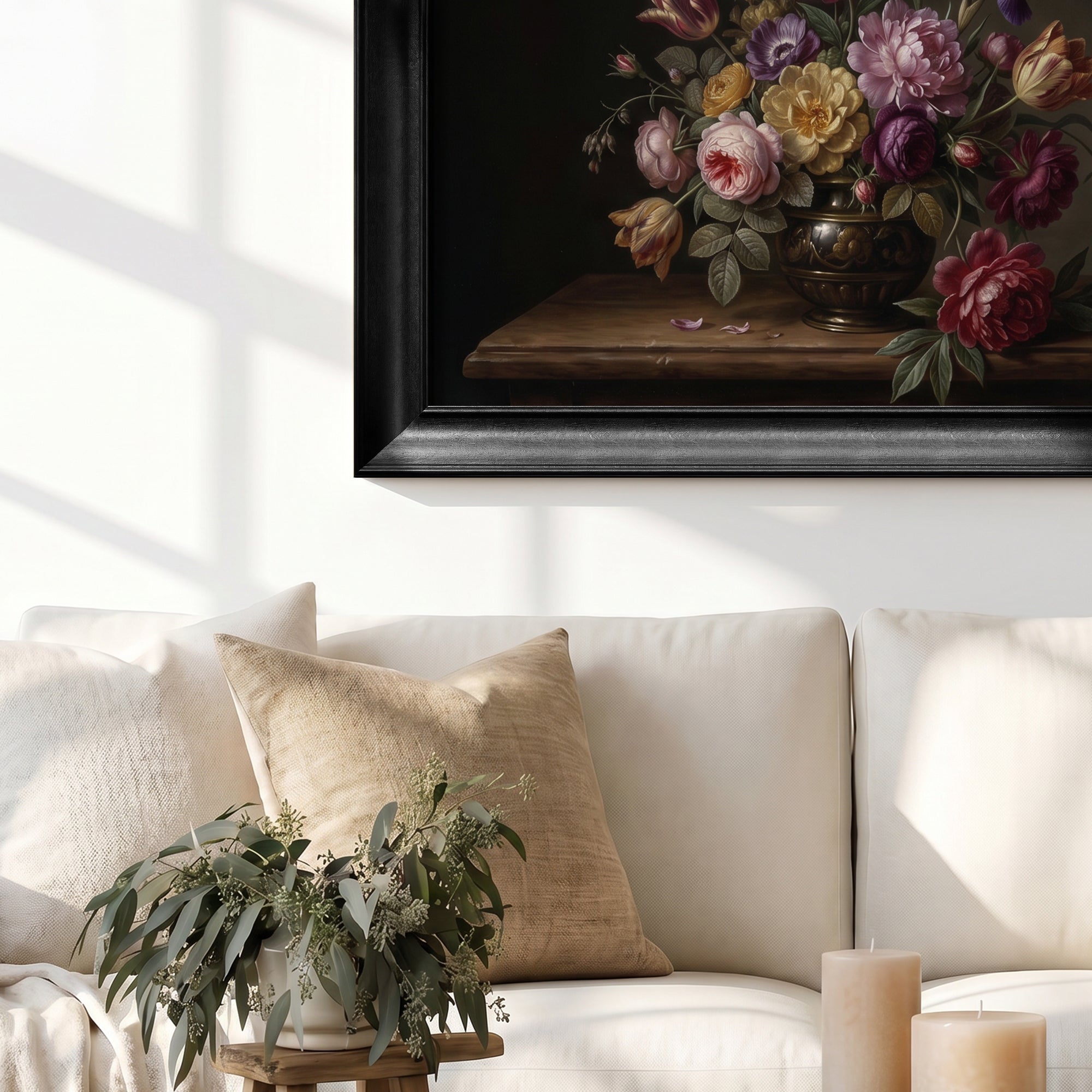 Classic Floral Still Life Framed Canvas Print