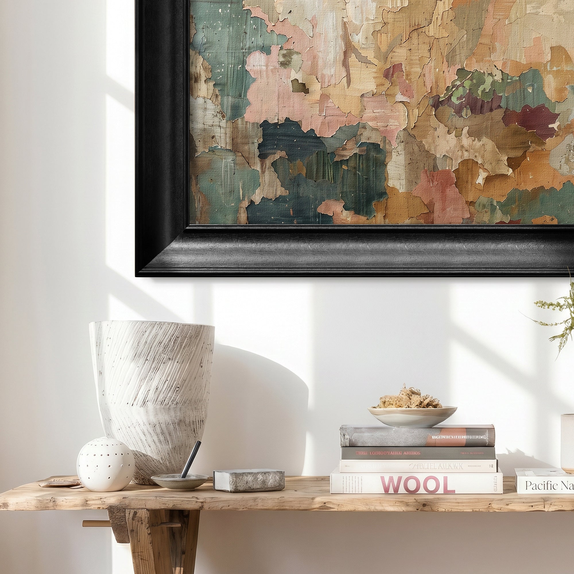 Abstract Distressed Textured Framed Canvas Print