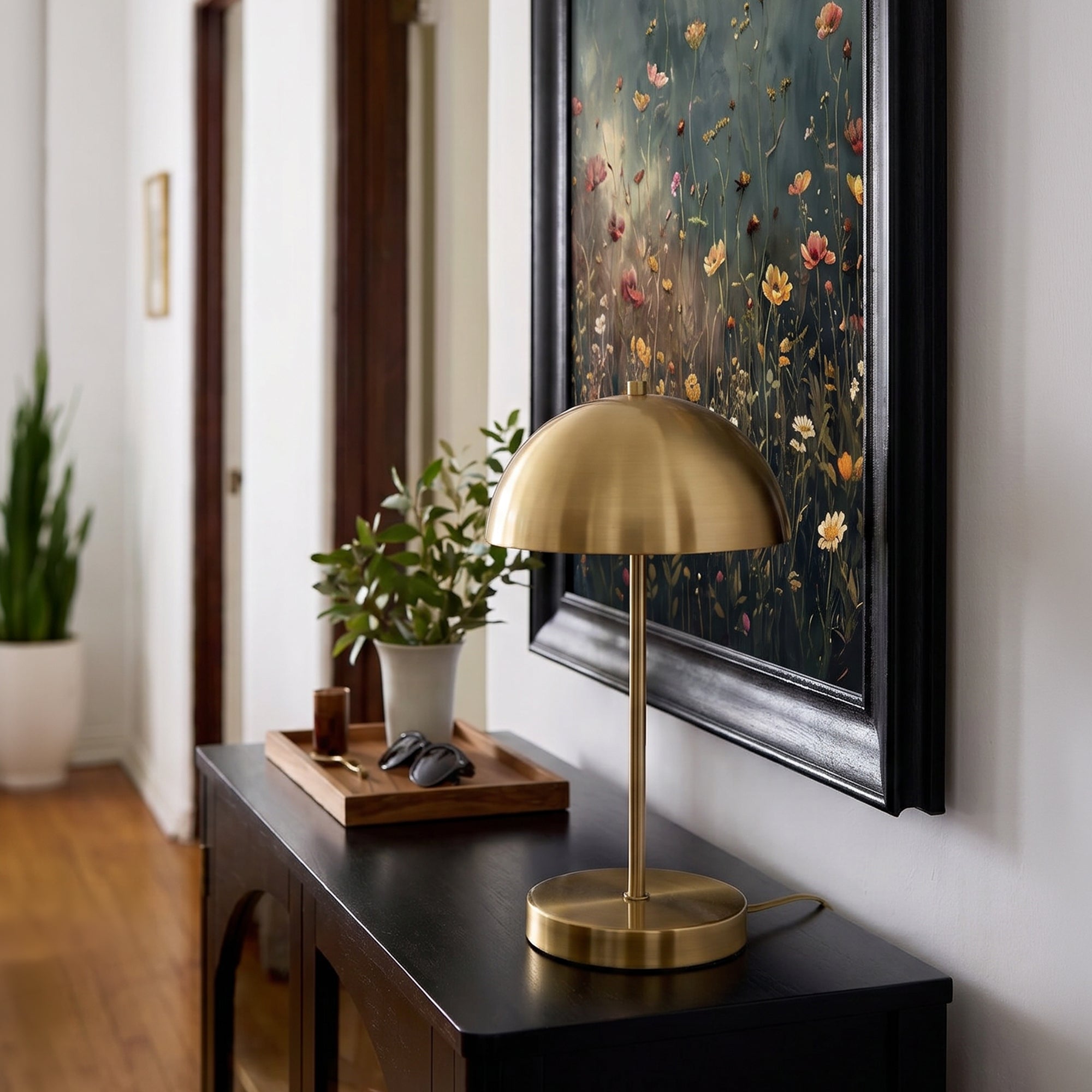 "Deep Green" Floral Framed Canvas Print