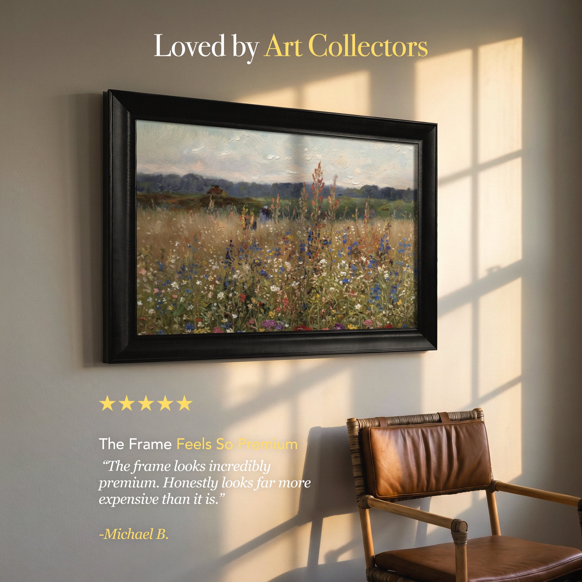 "Flowers Landscape" Floral Framed Canvas Print