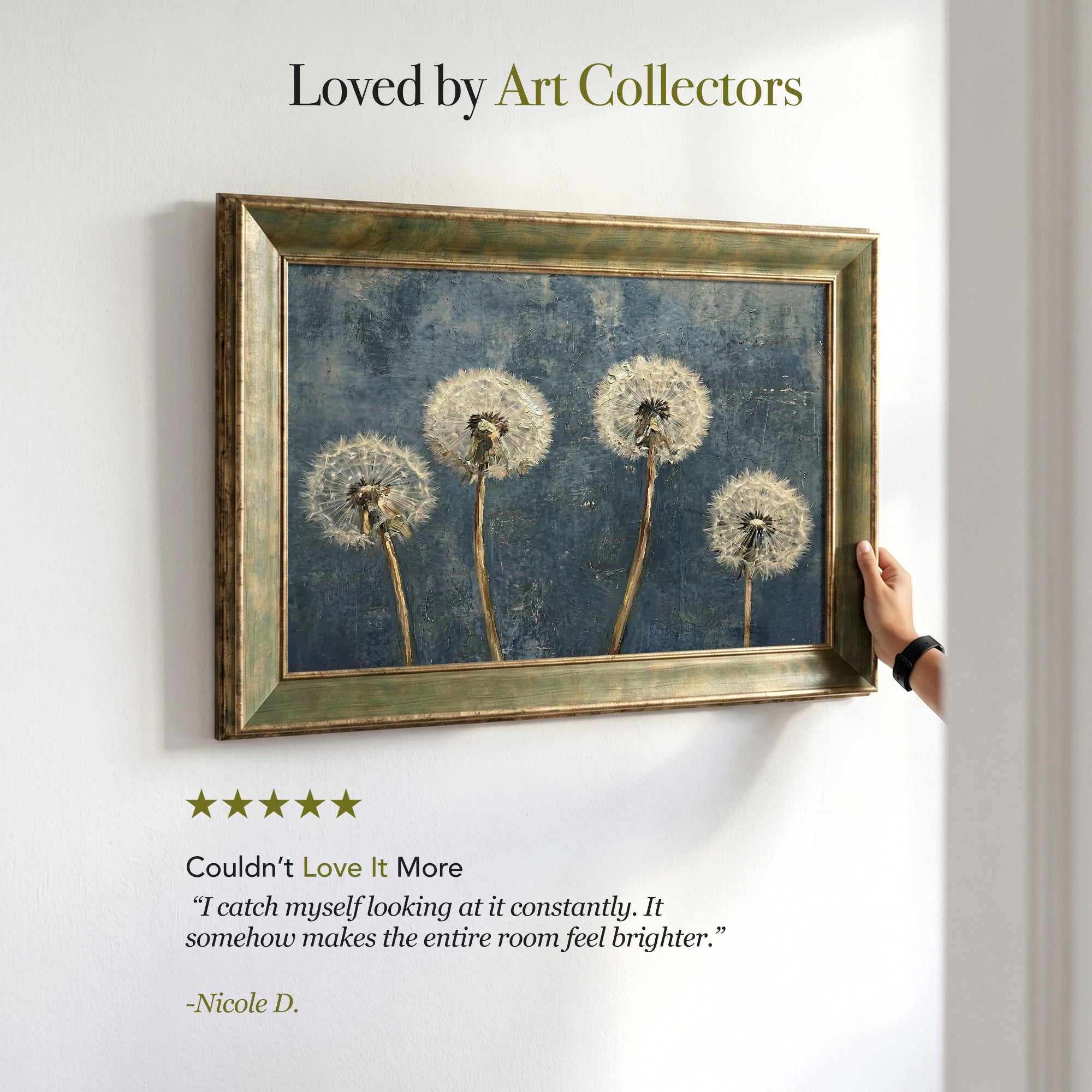 "Dandelion" Floral Framed Canvas Print