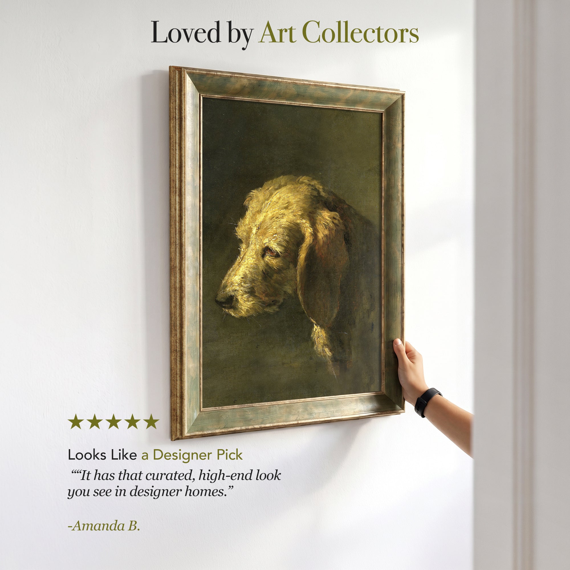 Head of a Dog Wall Art | Vintage Dog Portrait Print | Classic Animal Painting Reproduction