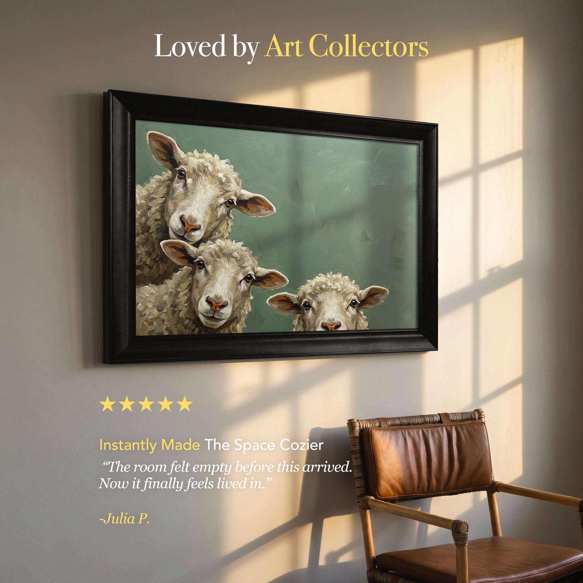 Three Curious Sheep Framed Canvas Print