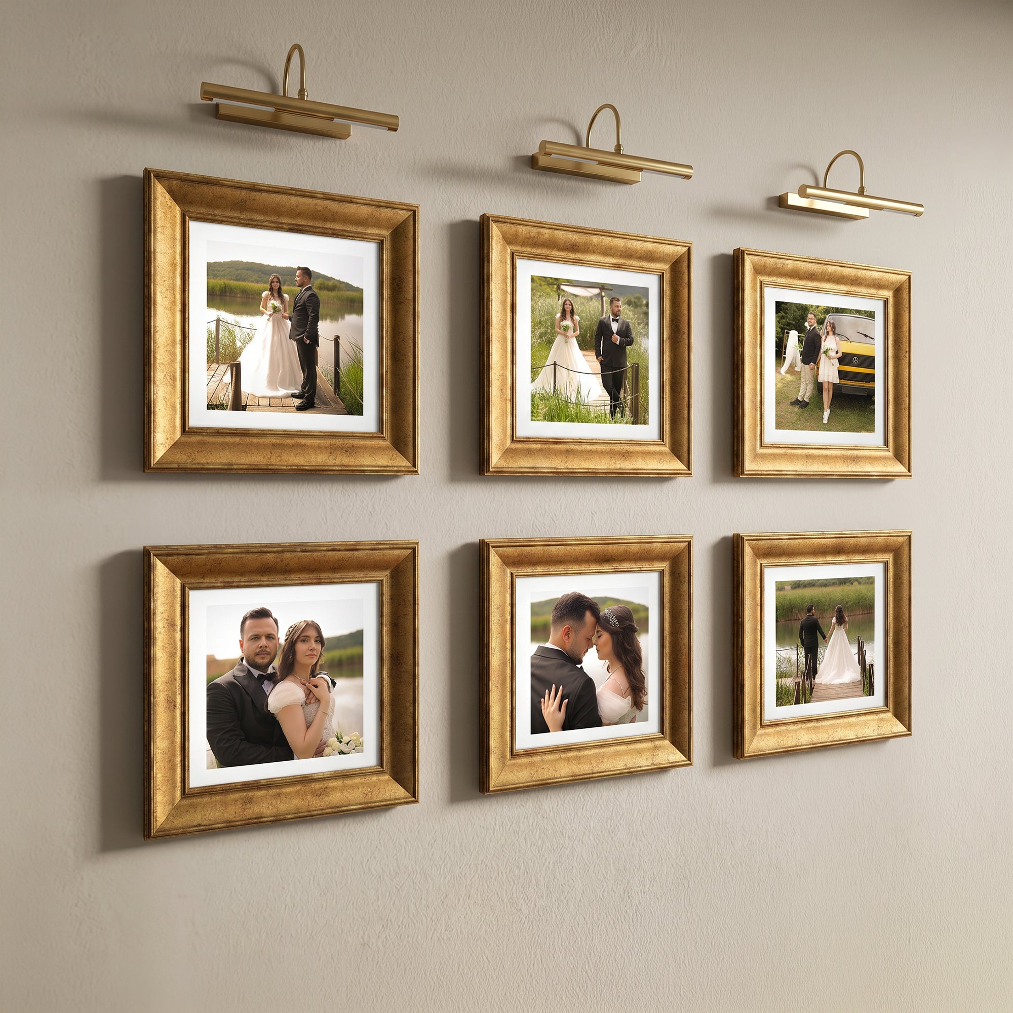 Personalized Gold-Framed Photo Collage Set – Beautiful Memories Corner