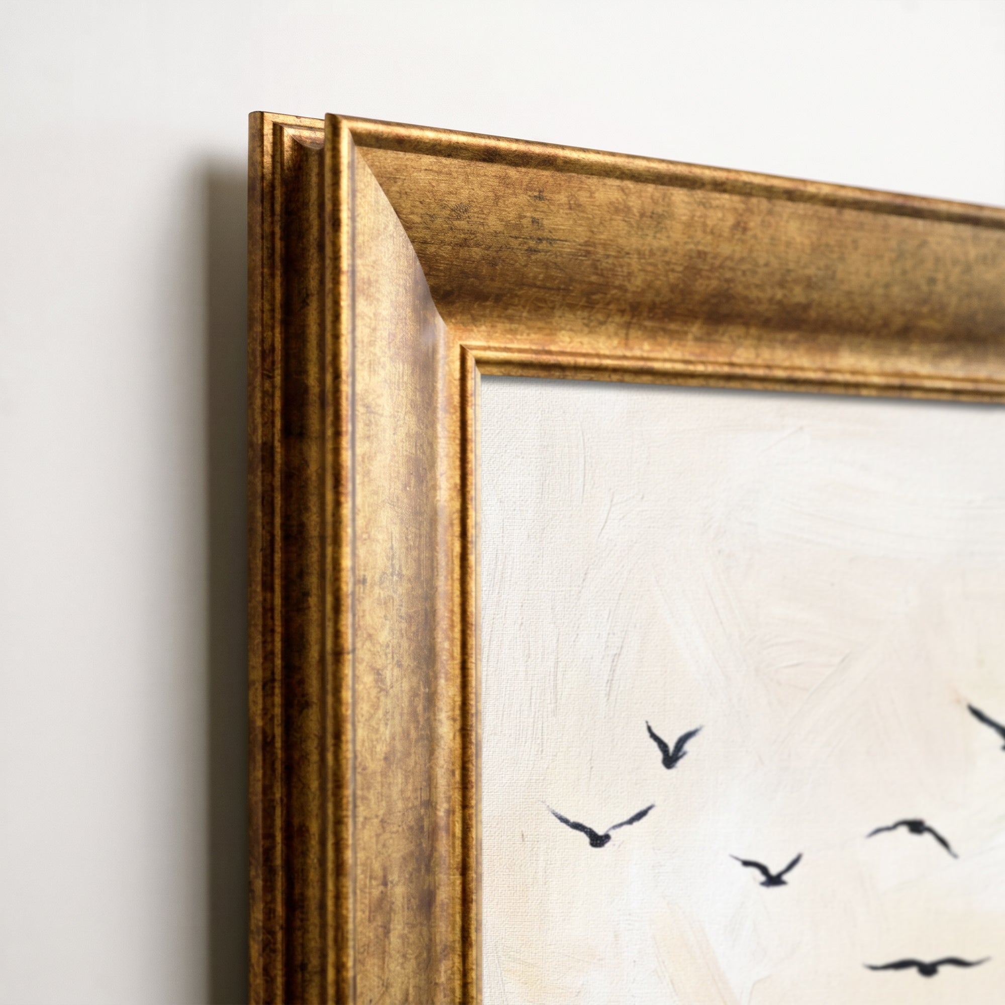 Minimalist Sunset Canvas Wall Art – Flying Birds Landscape Painting for Modern Decor