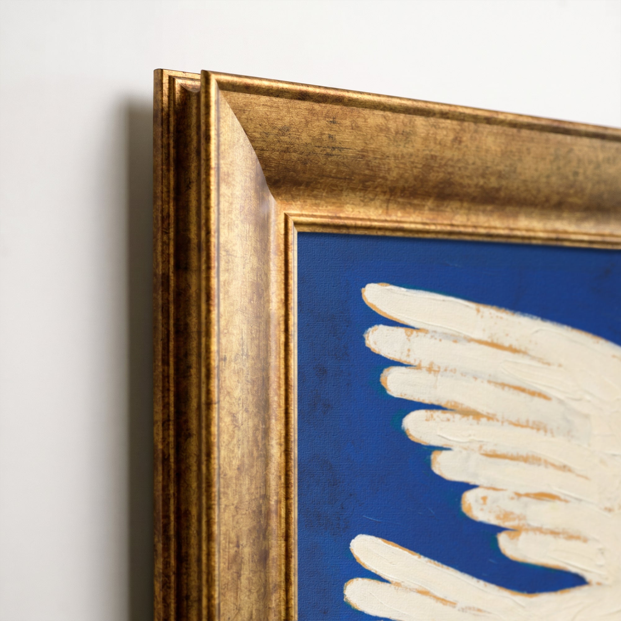White Dove with Olive Branch Canvas Wall Art – Blue Peace Symbol Painting