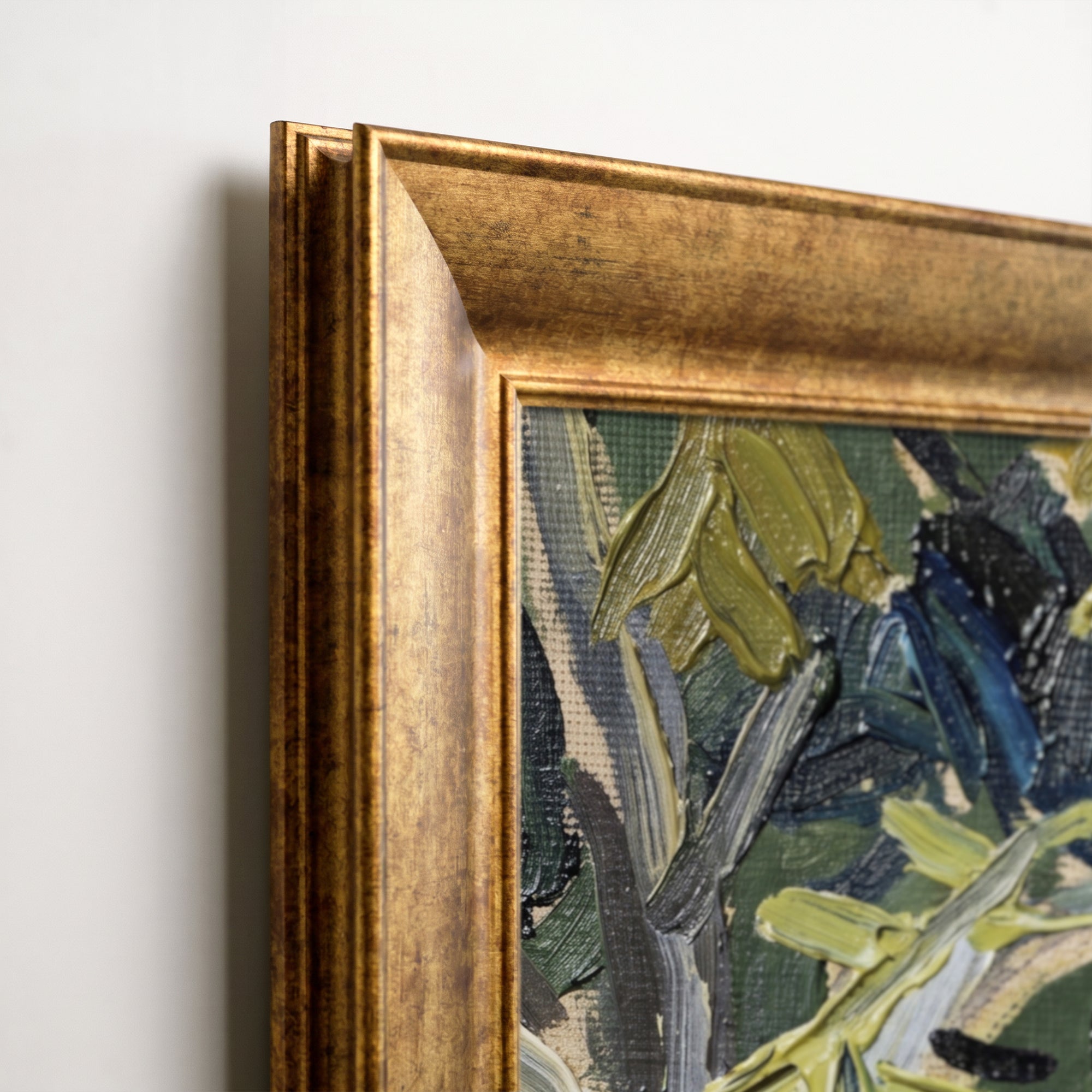 Abstract Forest Canvas Wall Art – Textured Green and Blue Botanical Painting