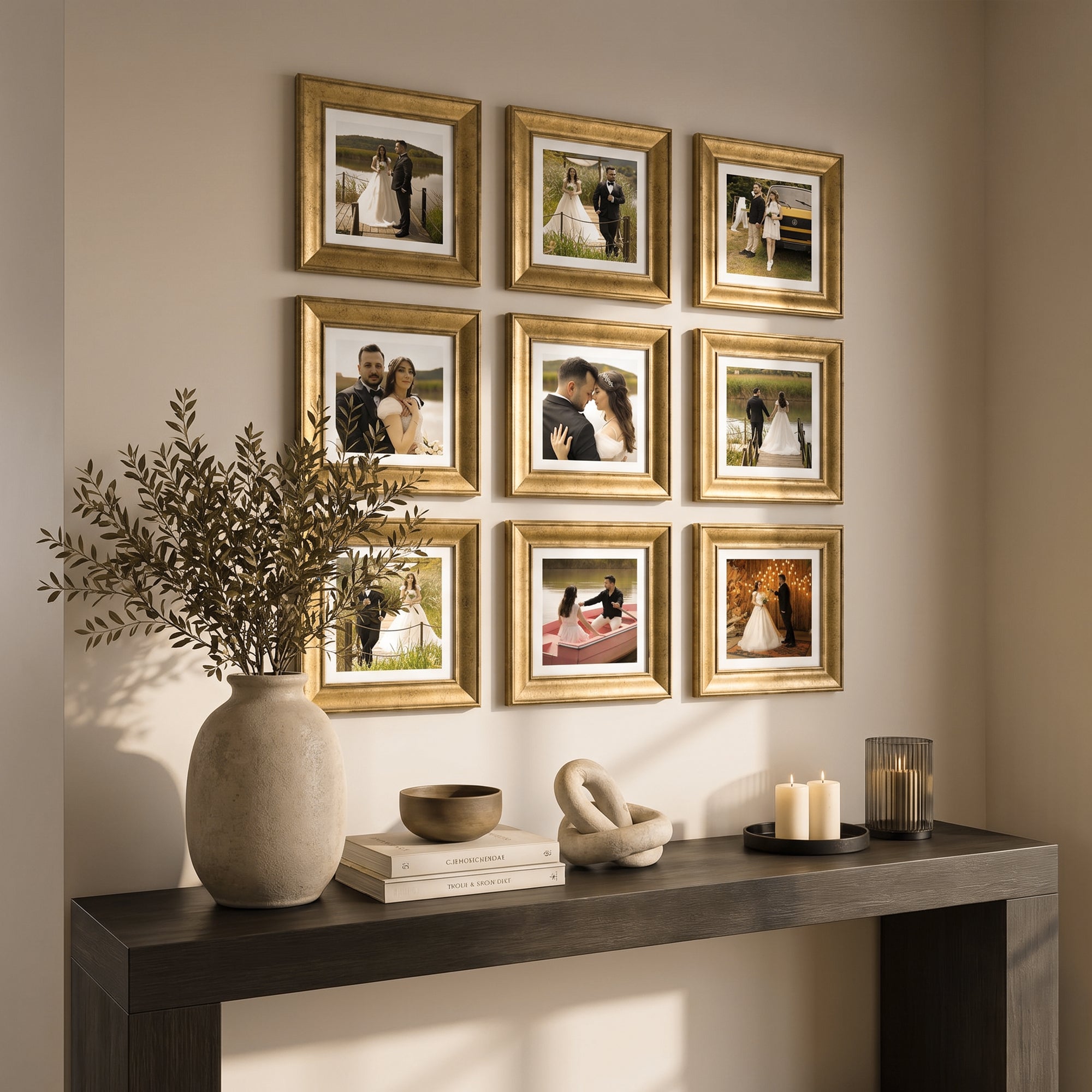 Personalized Gold-Framed Photo Collage Set – Beautiful Memories Corner
