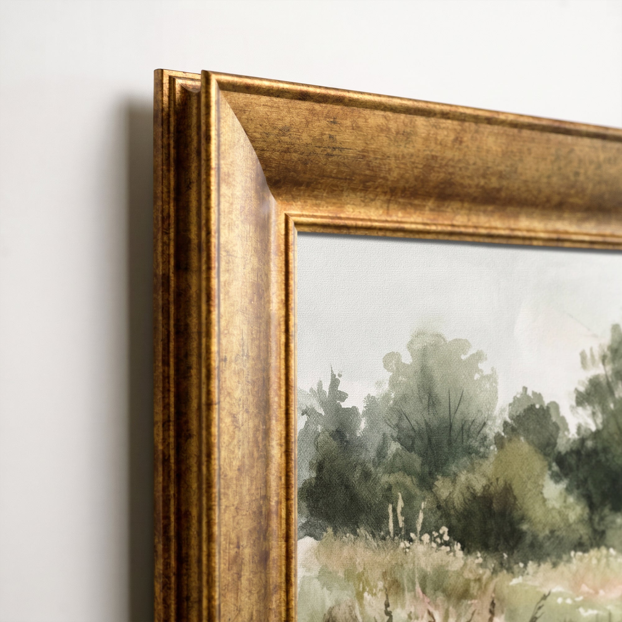 Wildflowers and Meadow Landscape Framed Canvas Print