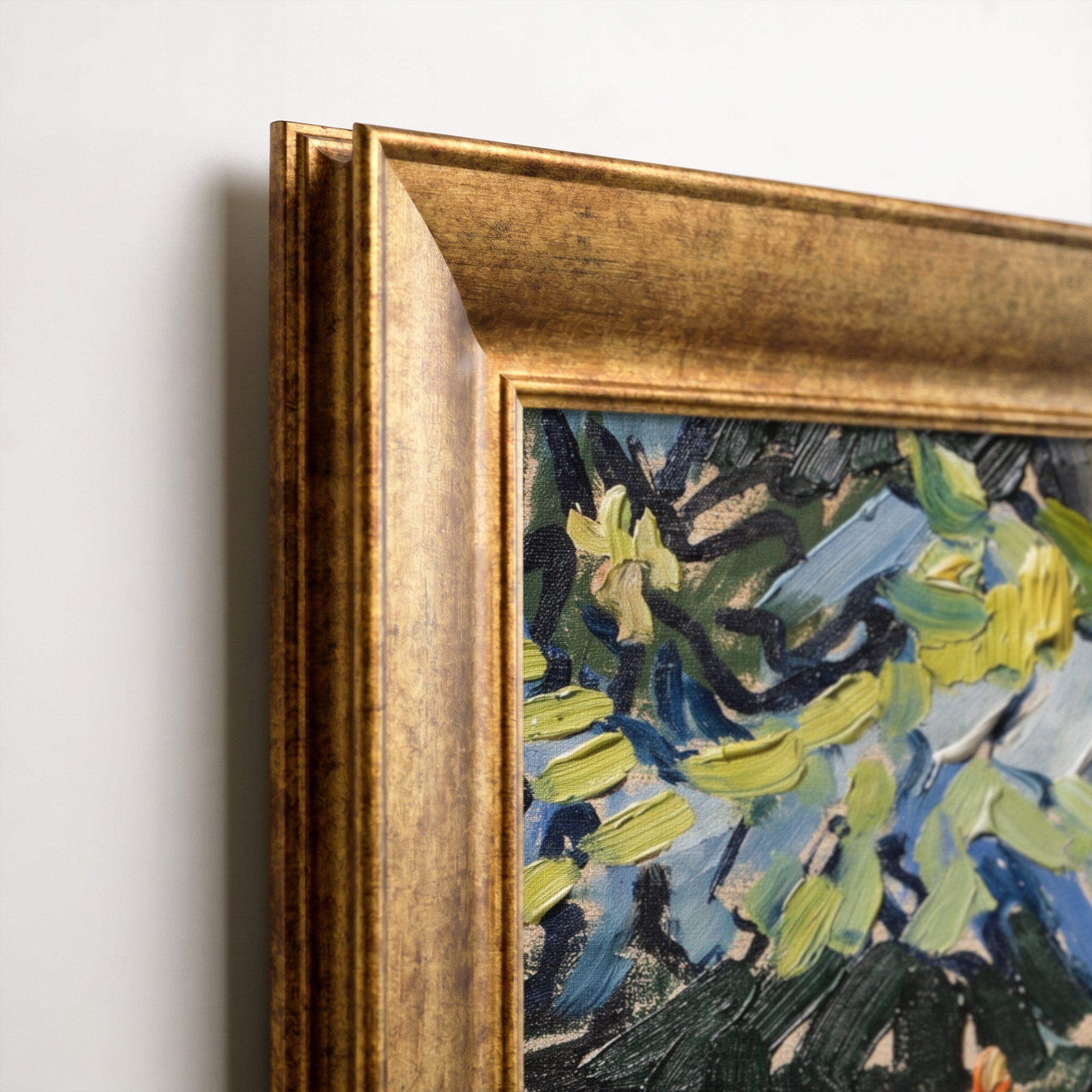 Abstract Forest Canvas Wall Art – Textured Green and Blue Botanical Painting