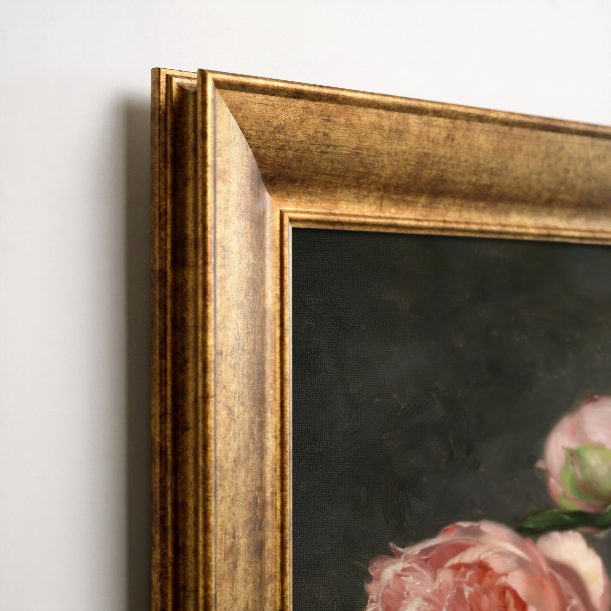 "Pinky Rose" Floral Framed Canvas Print