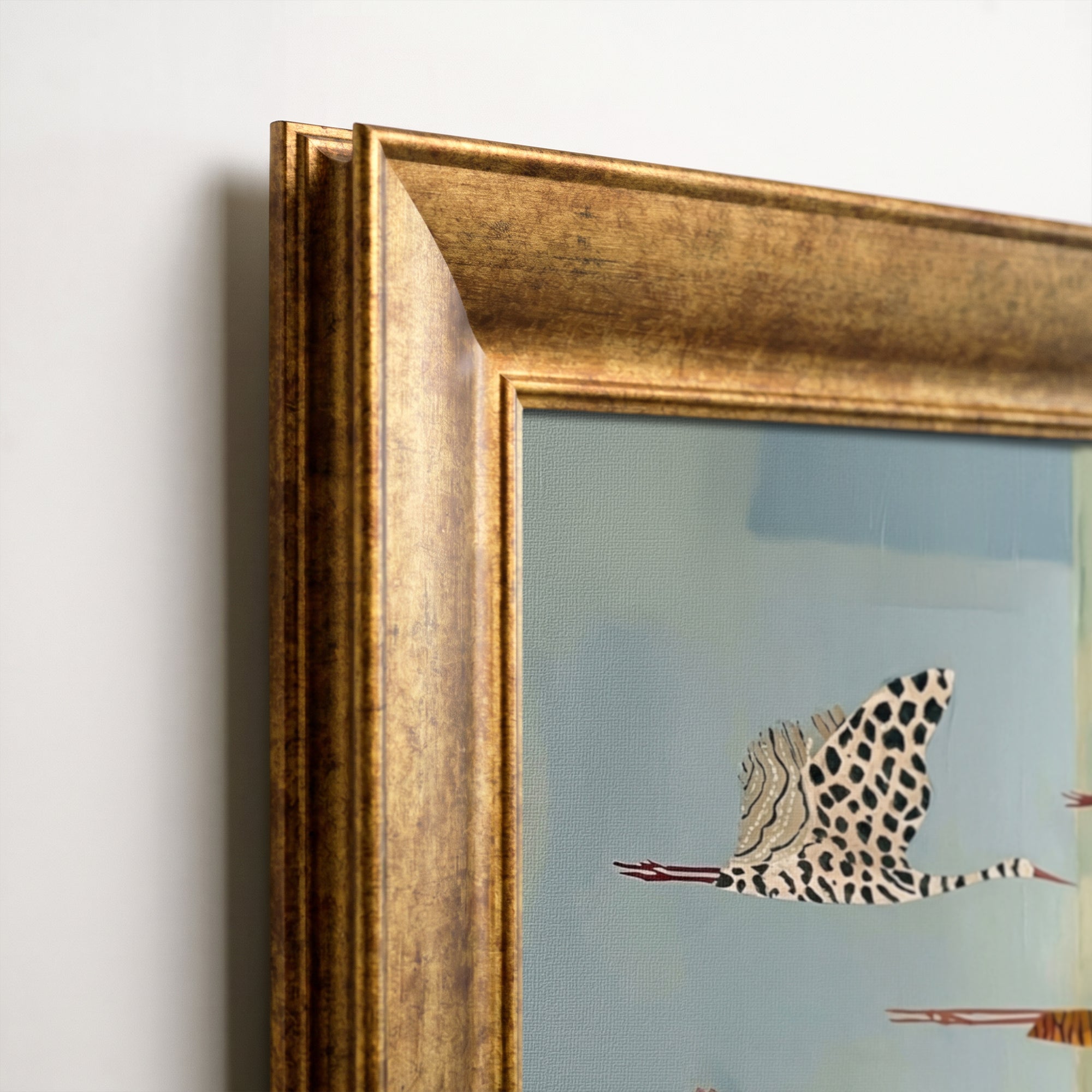 Patterned Flying Cranes Painting