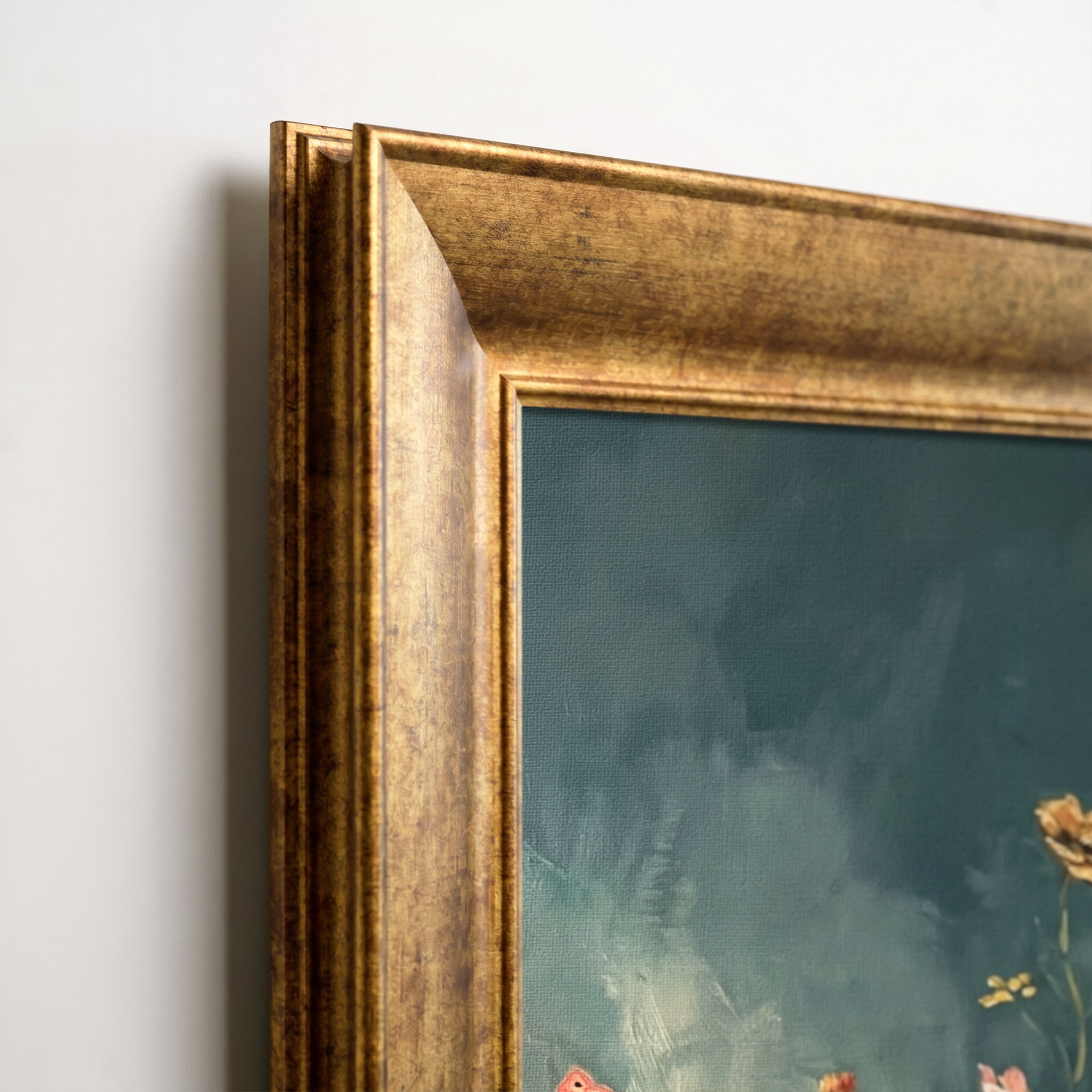 "Deep Green" Floral Framed Canvas Print