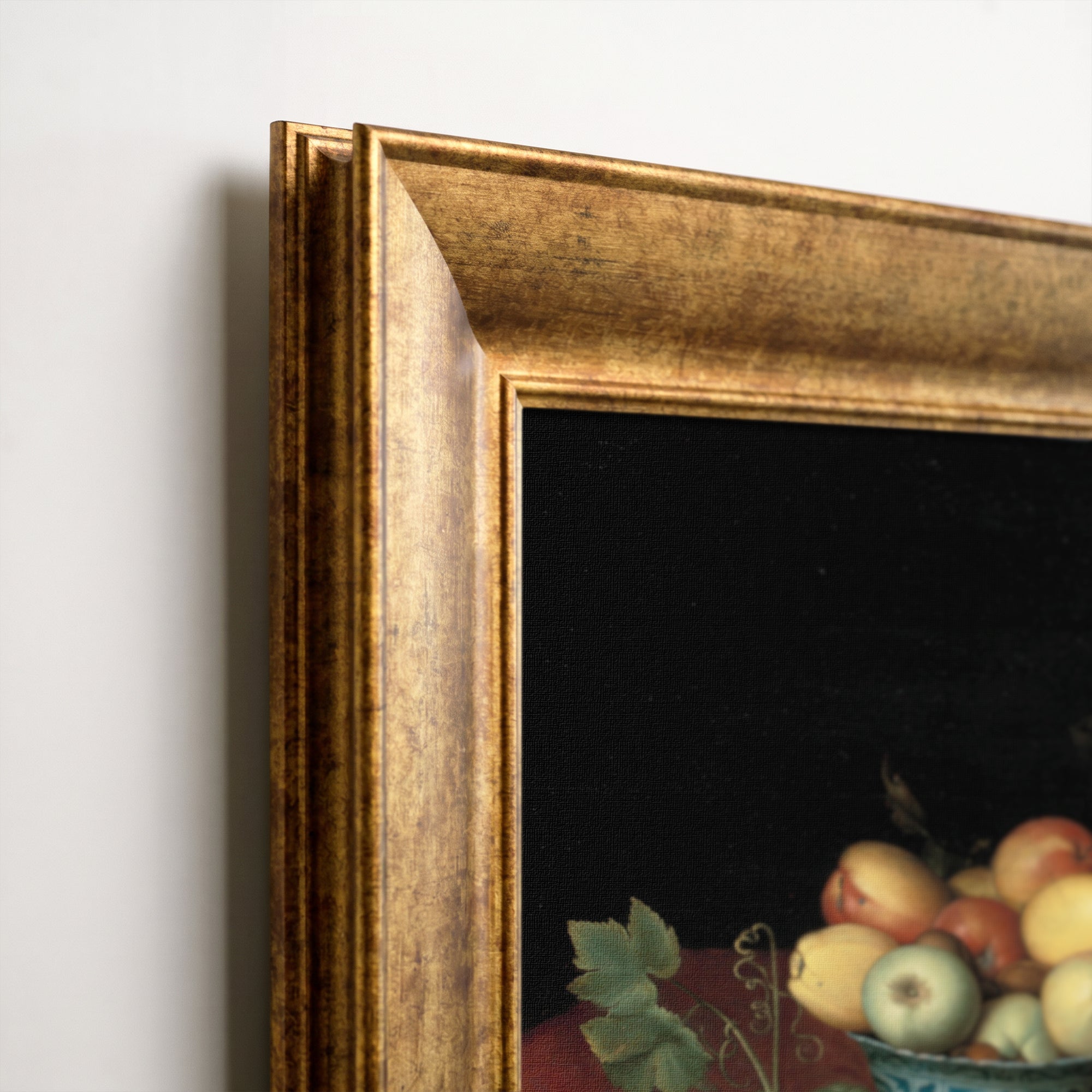 Vintage Still Life Canvas Wall Art – Fruit, Cheese and Table Setting Painting Print