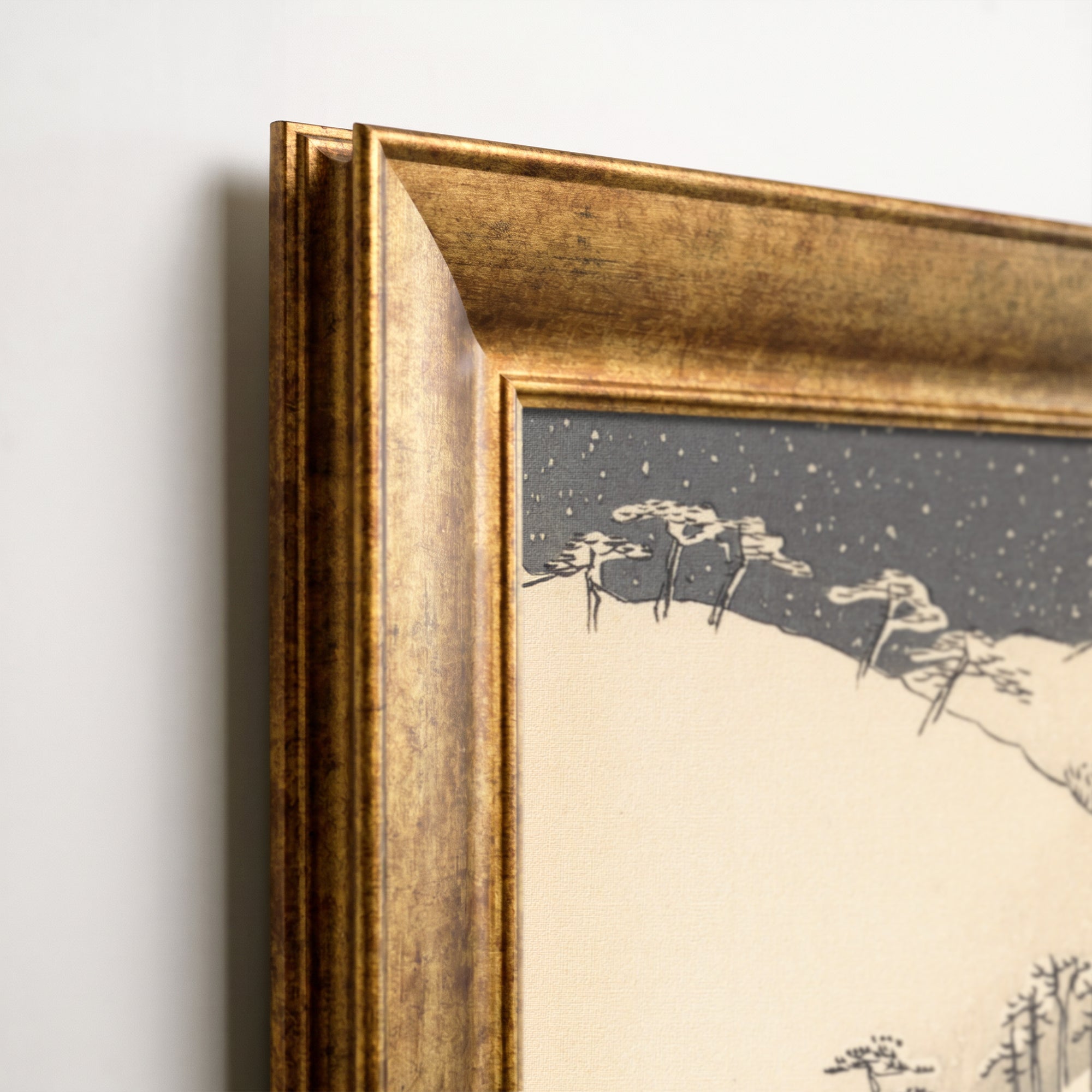 Japanese Snowy Waterfall Canvas Wall Art – Vintage Ukiyo-e Winter Landscape Print