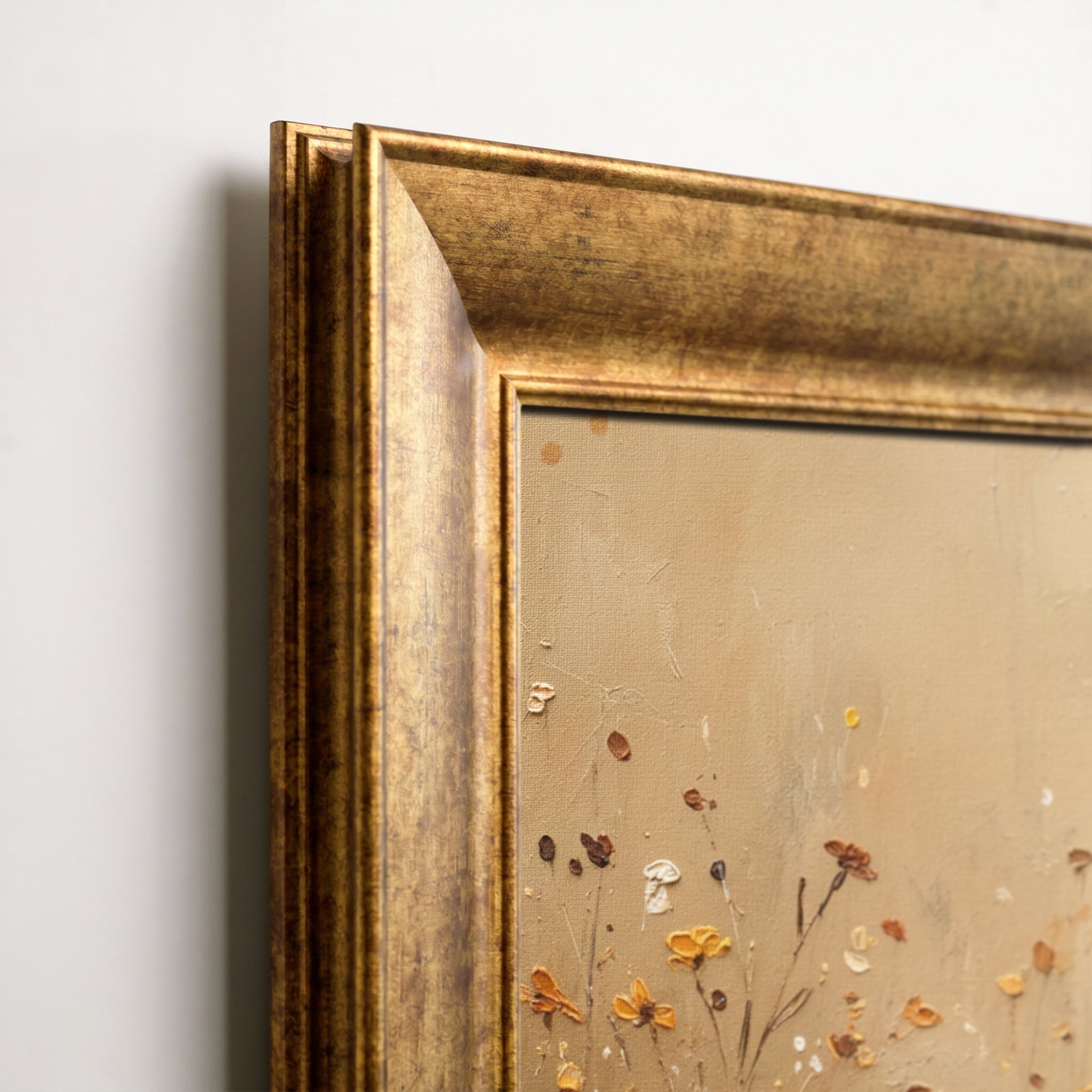 "Orange Flowers" Floral Framed Canvas Print