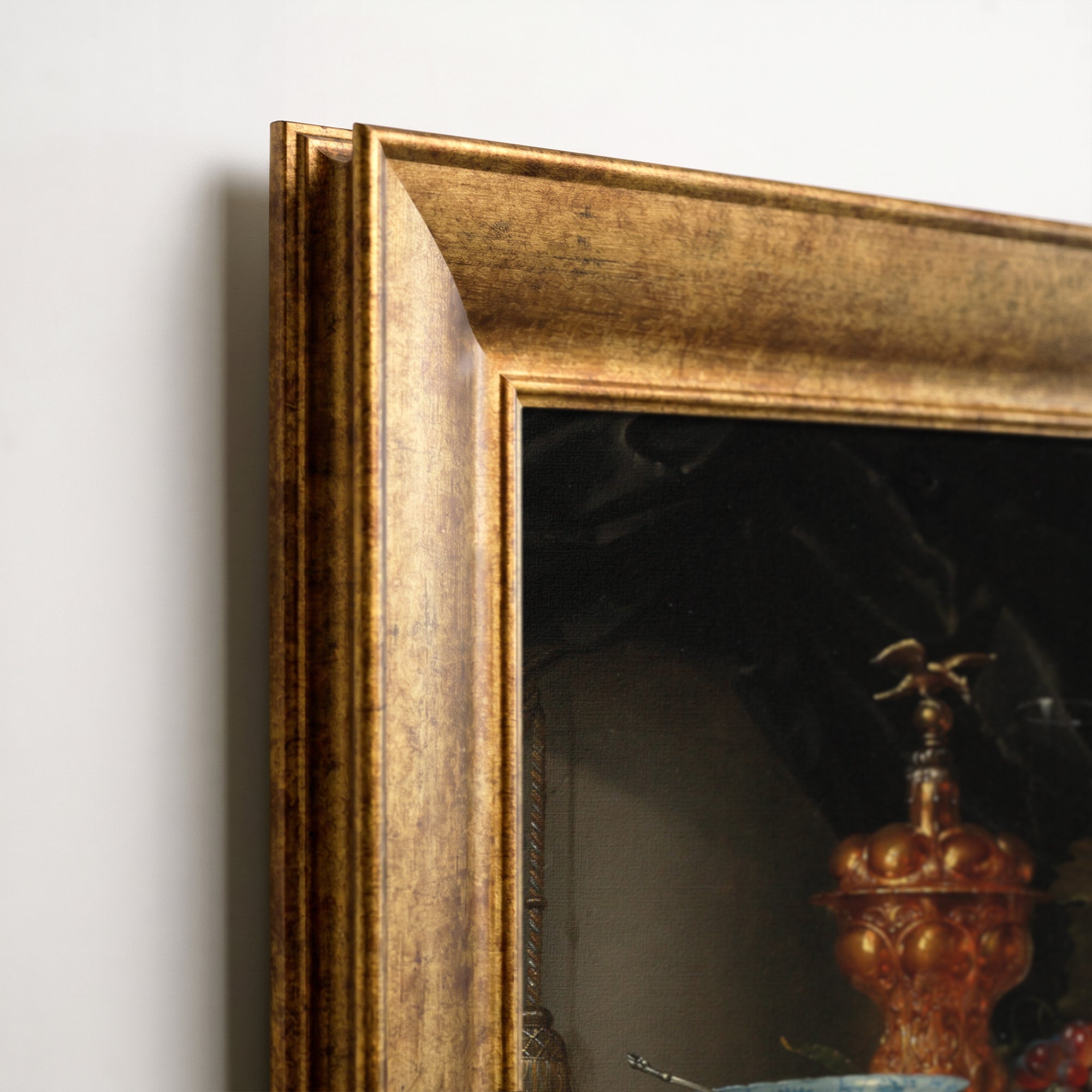 Luxury Still Life Canvas Wall Art – Lobster, Grapes and Fruit Vintage Painting Print