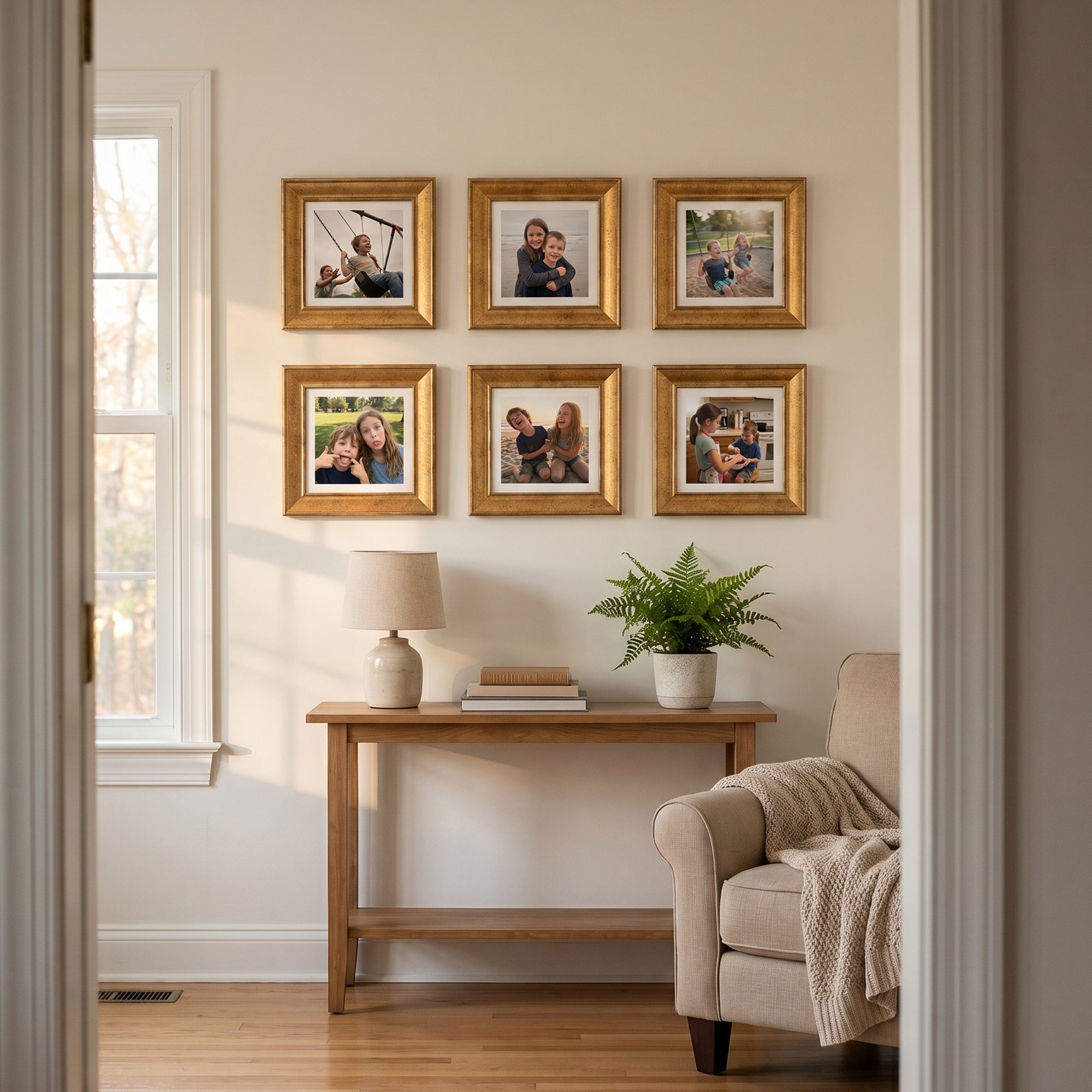 Personalized Gold-Framed Photo Collage Set – Beautiful Memories Corner