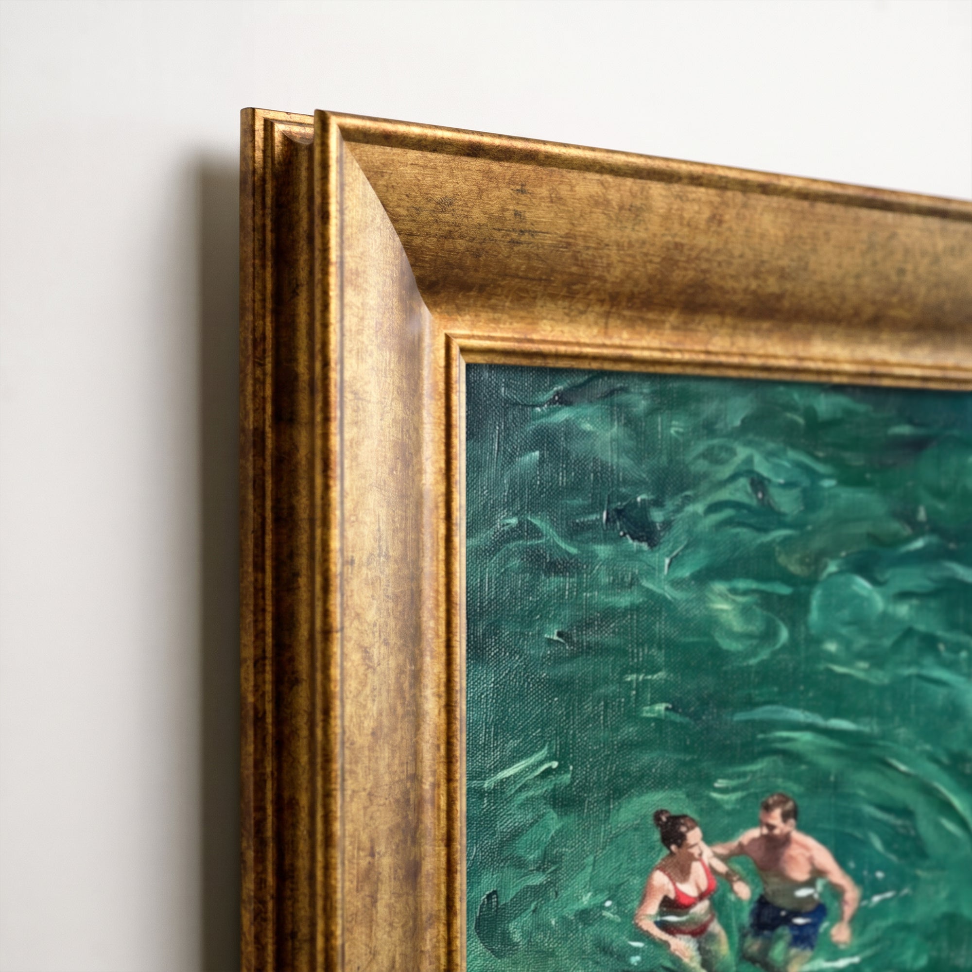 Summer Swim Canvas Wall Art – People Floating in Turquoise Water Coastal Decor