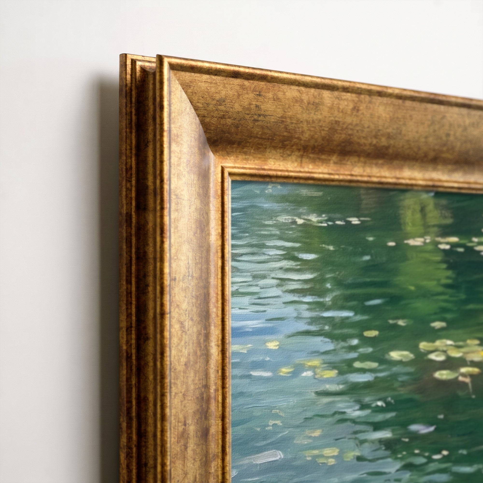 Boat on Green Lake Canvas Wall Art – Peaceful Water Landscape Painting for Serene Decor