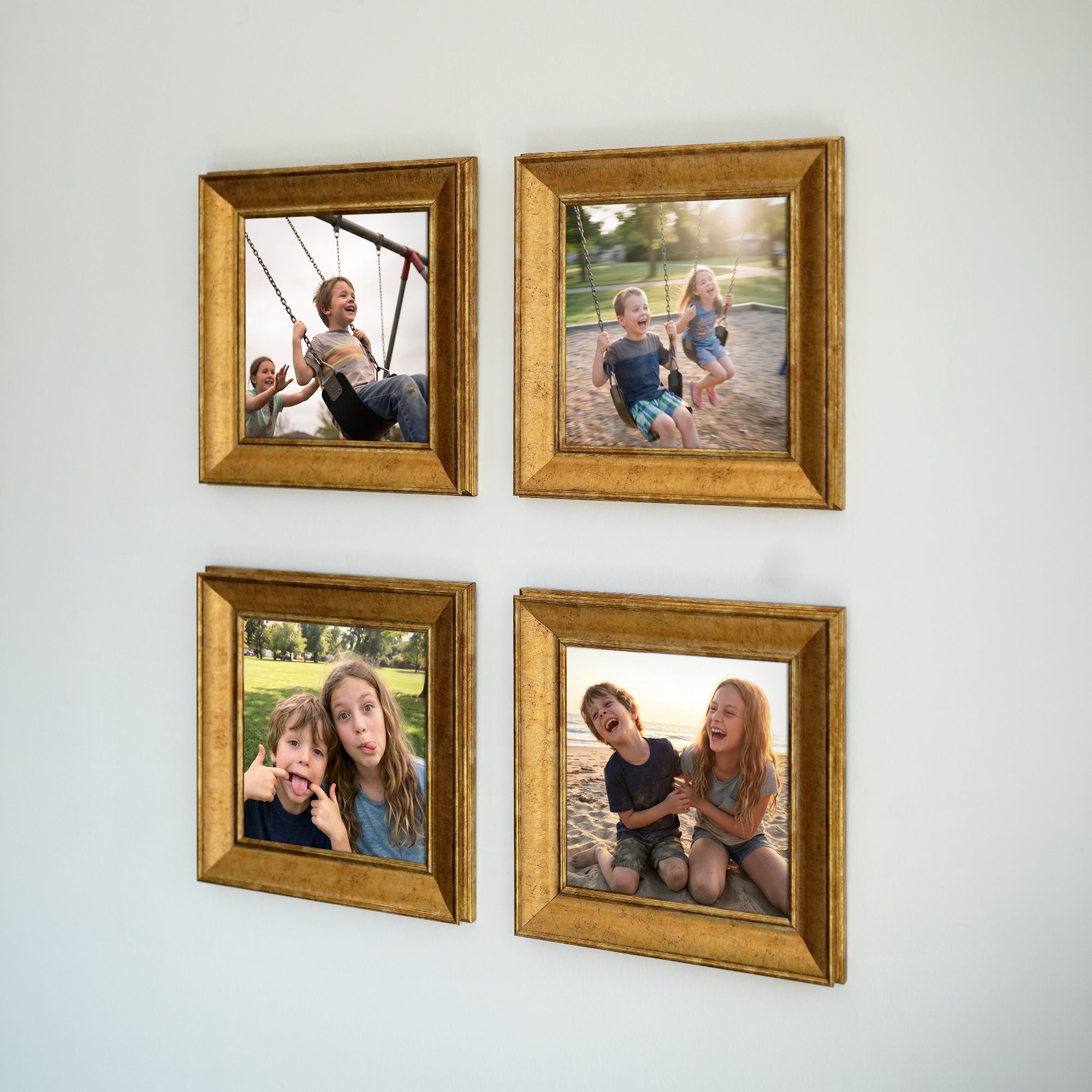 Personalized Gold-Framed Photo Collage Set – Beautiful Memories Corner