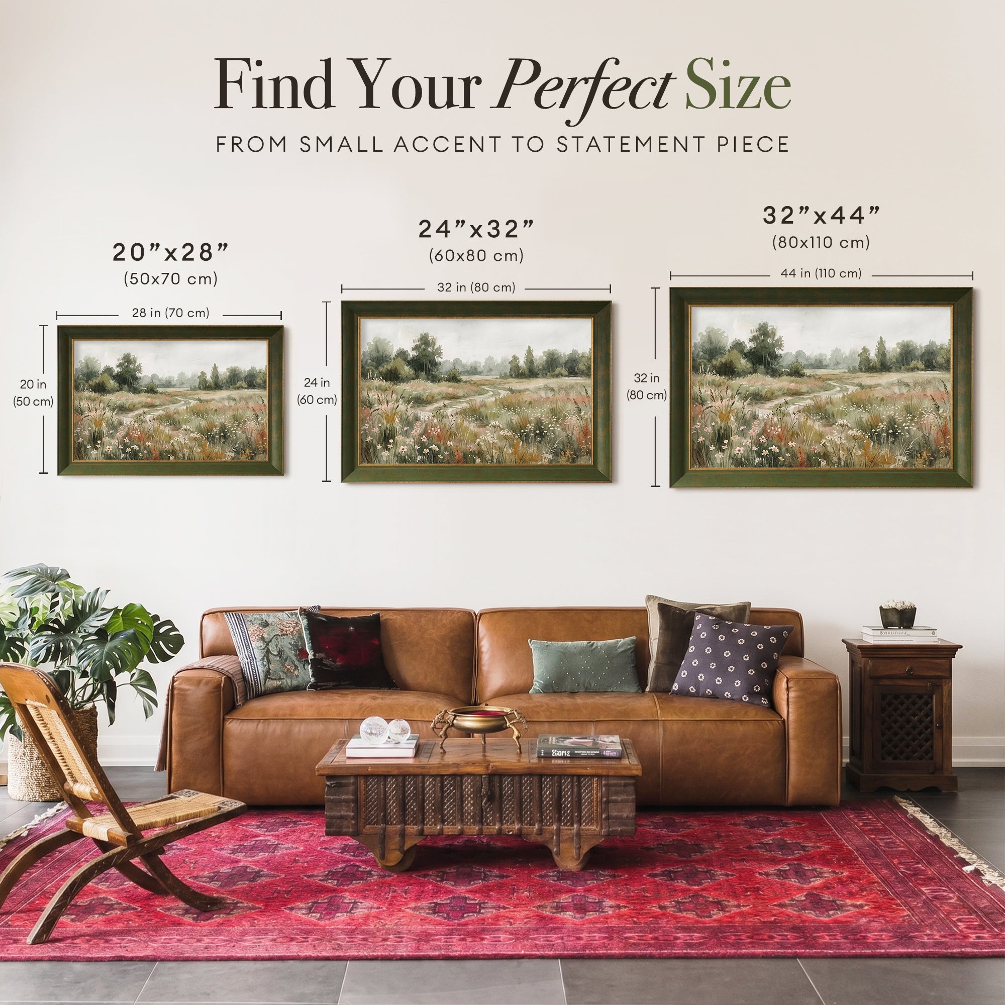 "Deep Green" Floral Framed Canvas Print