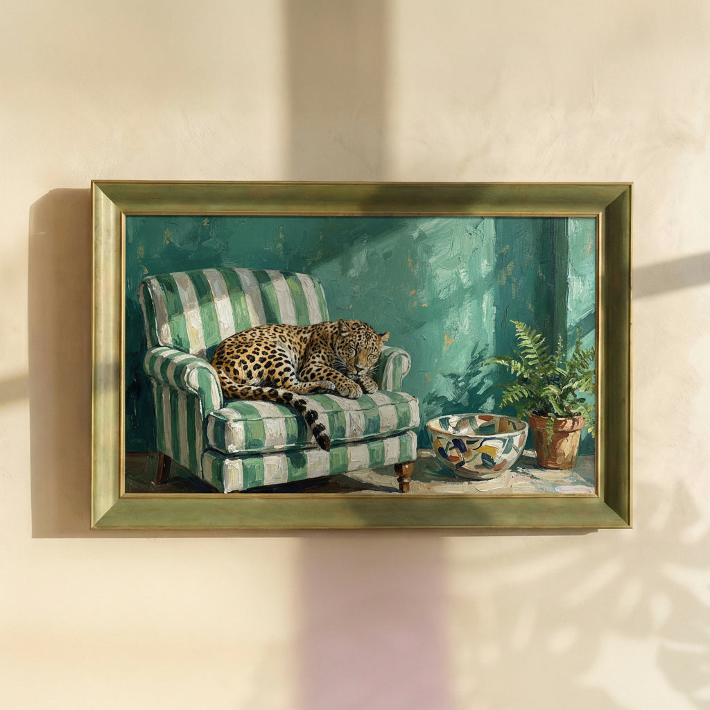 Leopard Sleeping on a Sofa Painting