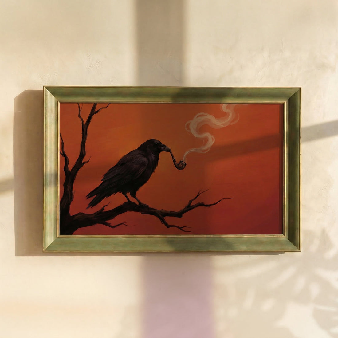 Raven Smoking a Pipe Painting
