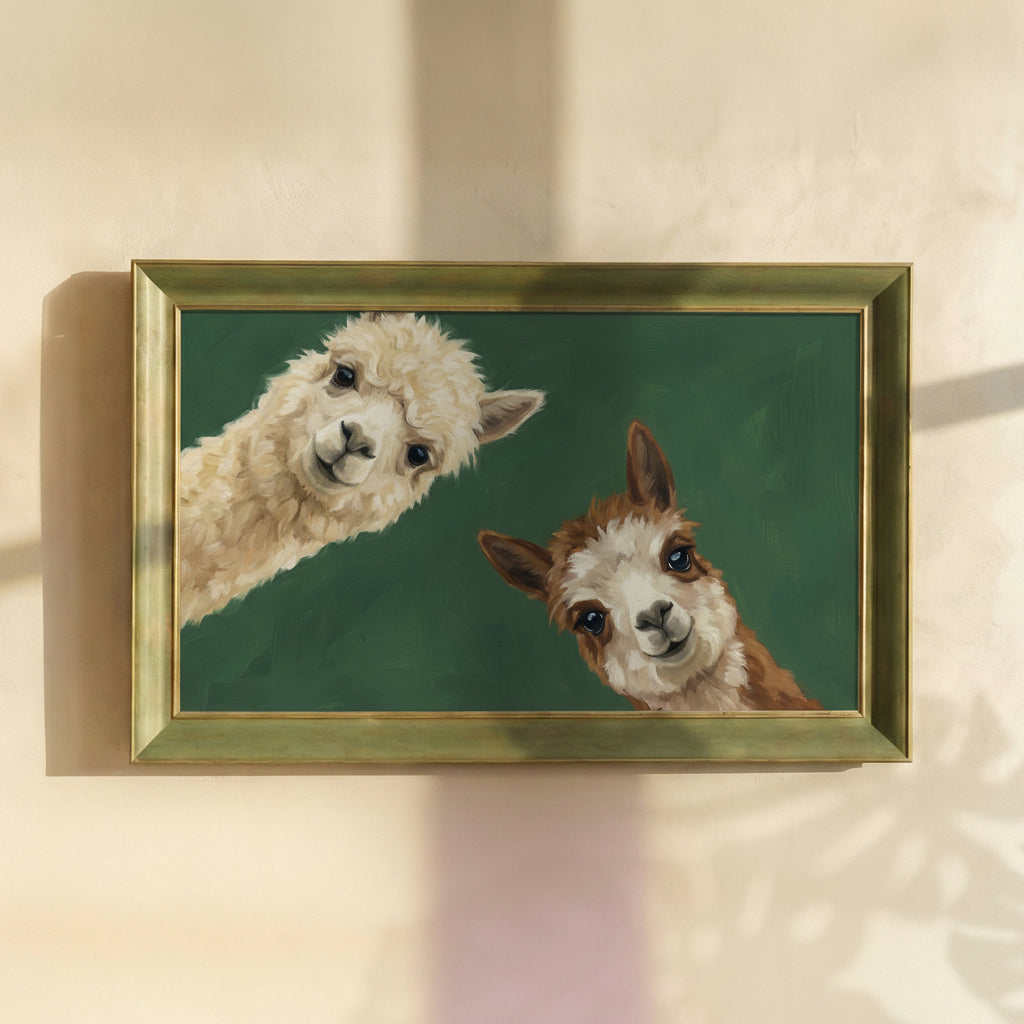 Two Curious Alpacas Painting
