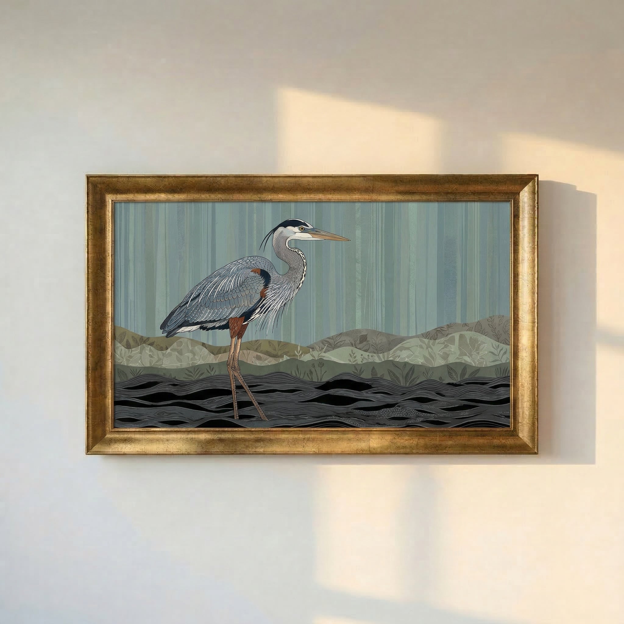 Heron Waiting in the Water Painting