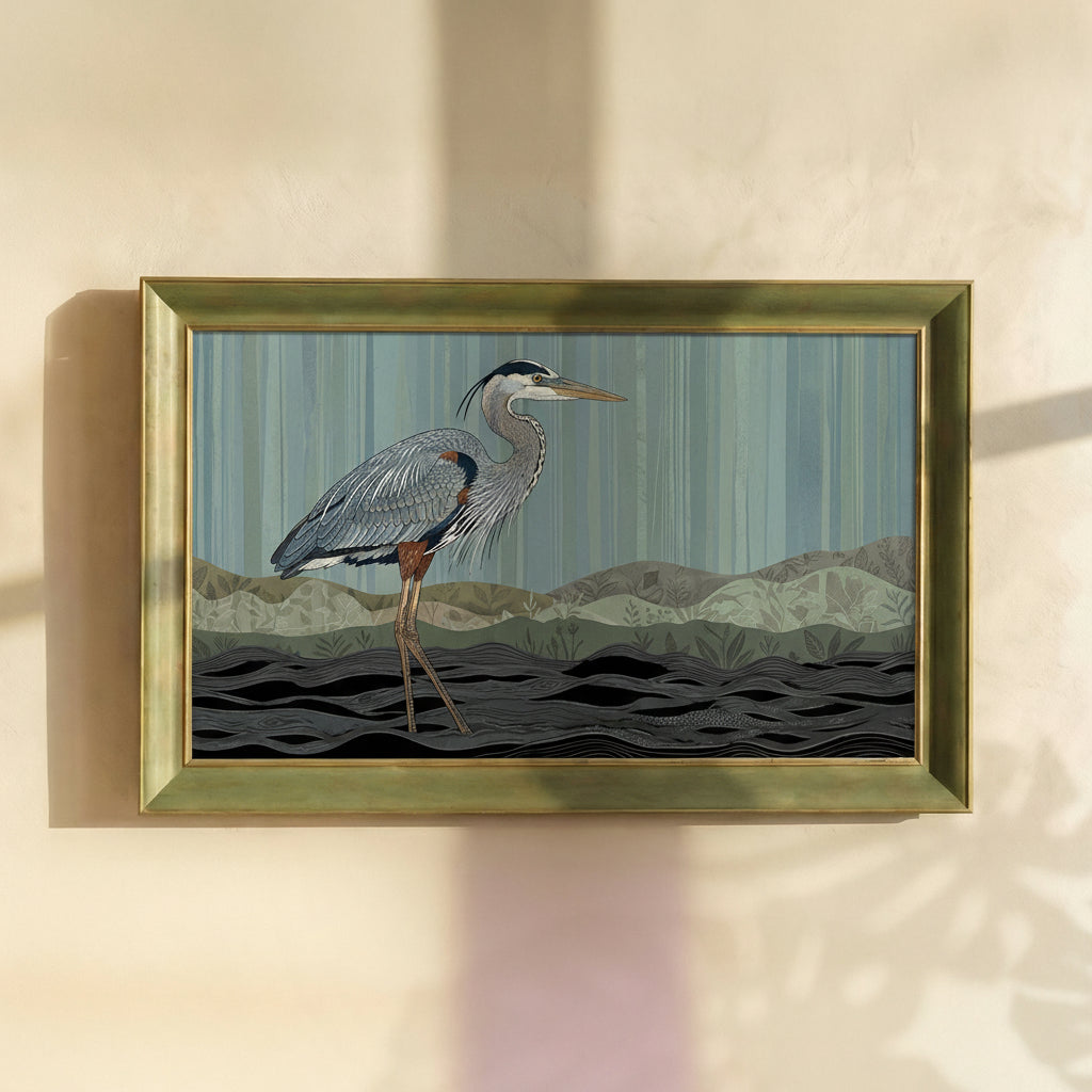 Heron Waiting in the Water Painting