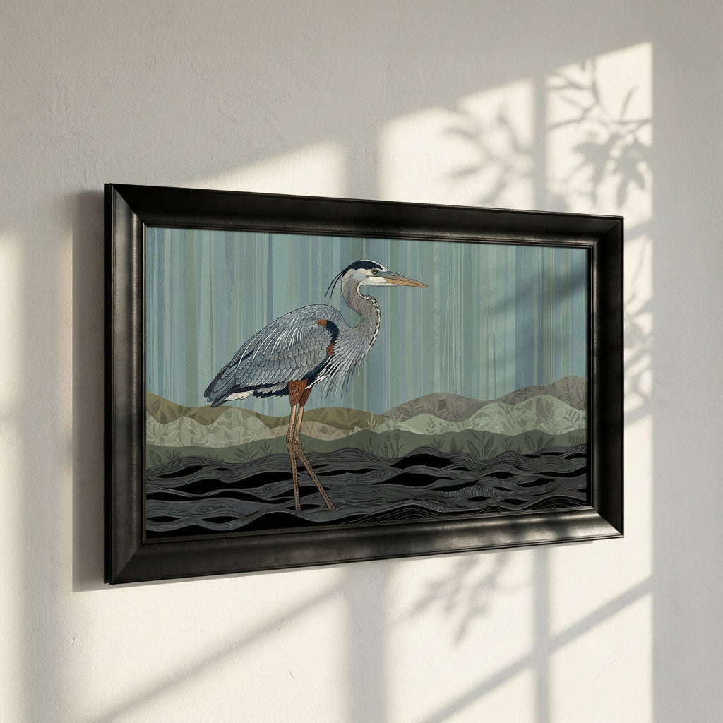 Heron Waiting in the Water Painting
