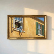 Person Resting at the Window Framed Canvas Print