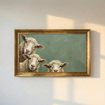 Three Curious Sheep Painting